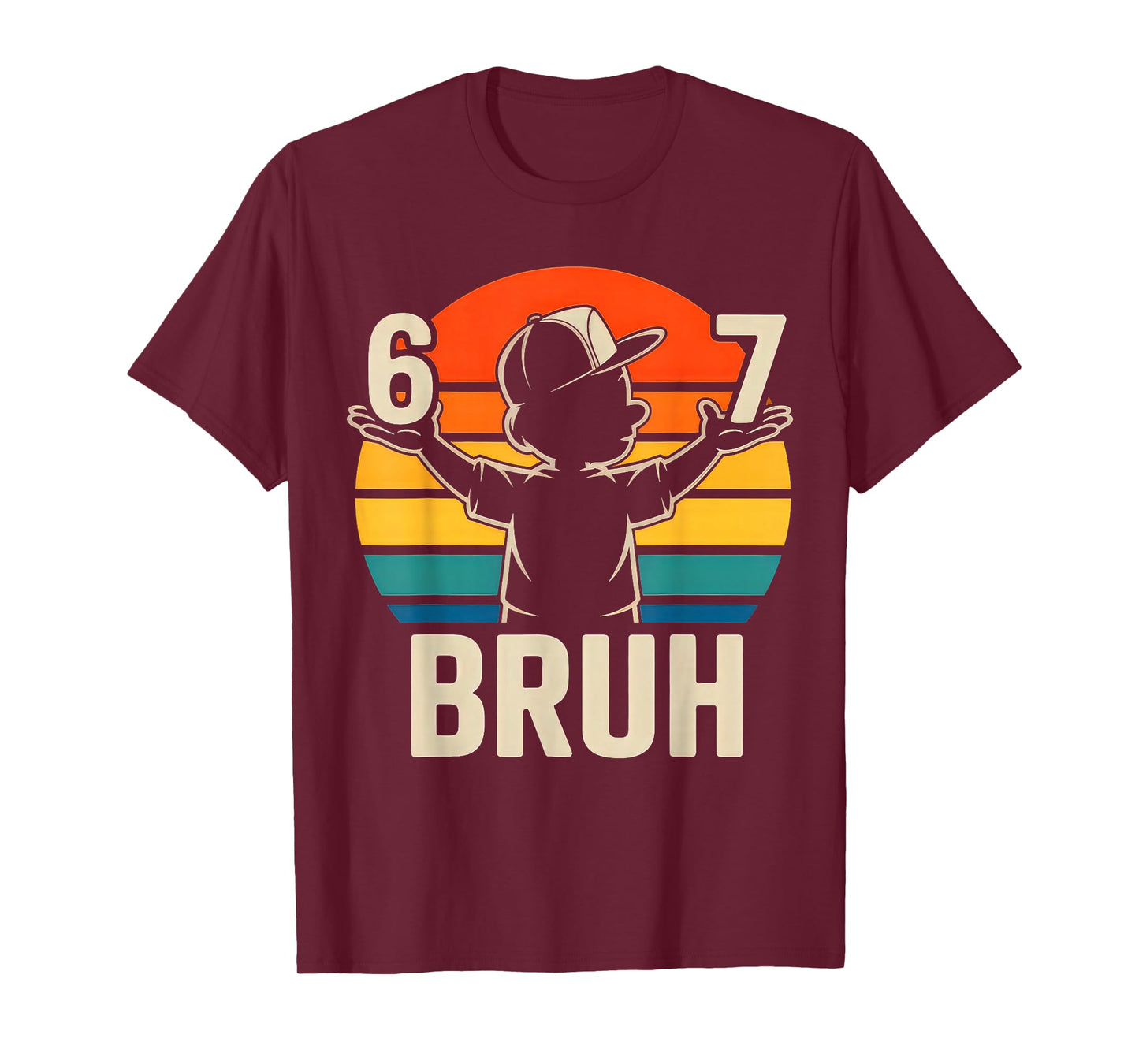 67 Bruh Retro Boy 6 7 Meme Kids Kindergarten T-Shirt