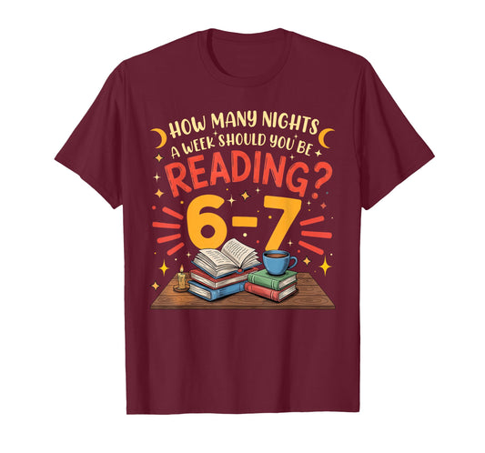 Funny Reading 6 7 Six Seven Meme Slang Teacher Book Lover T-Shirt
