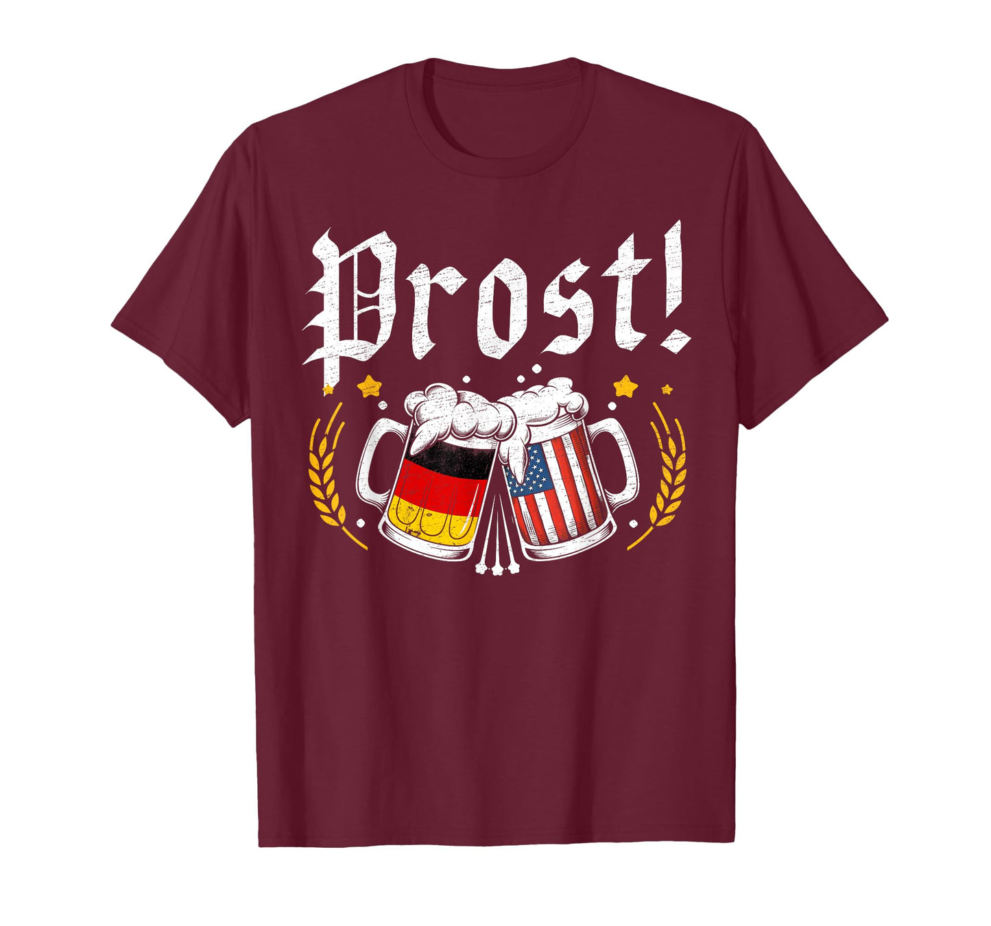 Oktoberfest Drinking Men Women Vintage German USA Flag Prost T-Shirt