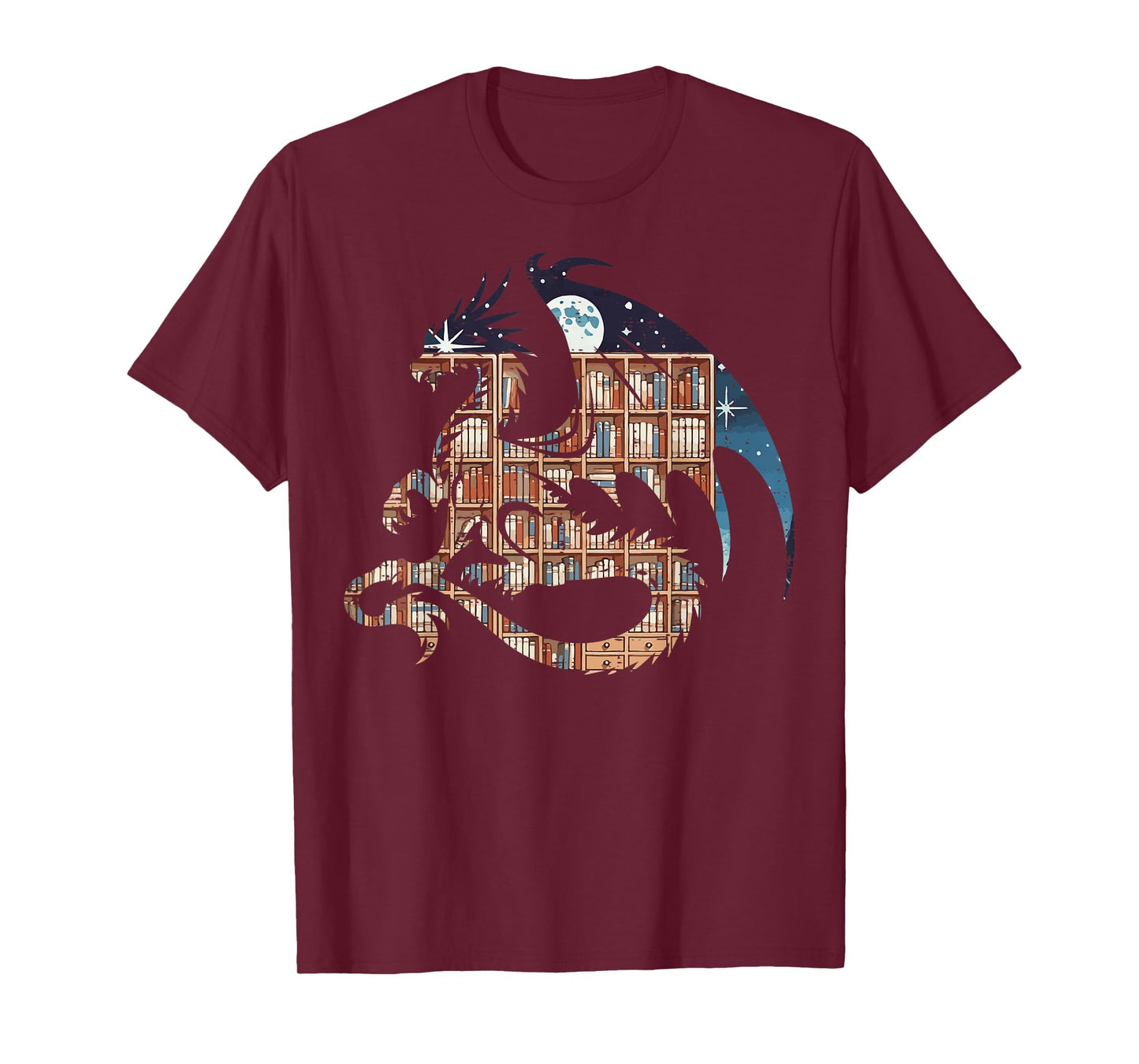 Dragon Silhouette Books Librarian Bookworm Women Men Kids T-Shirt