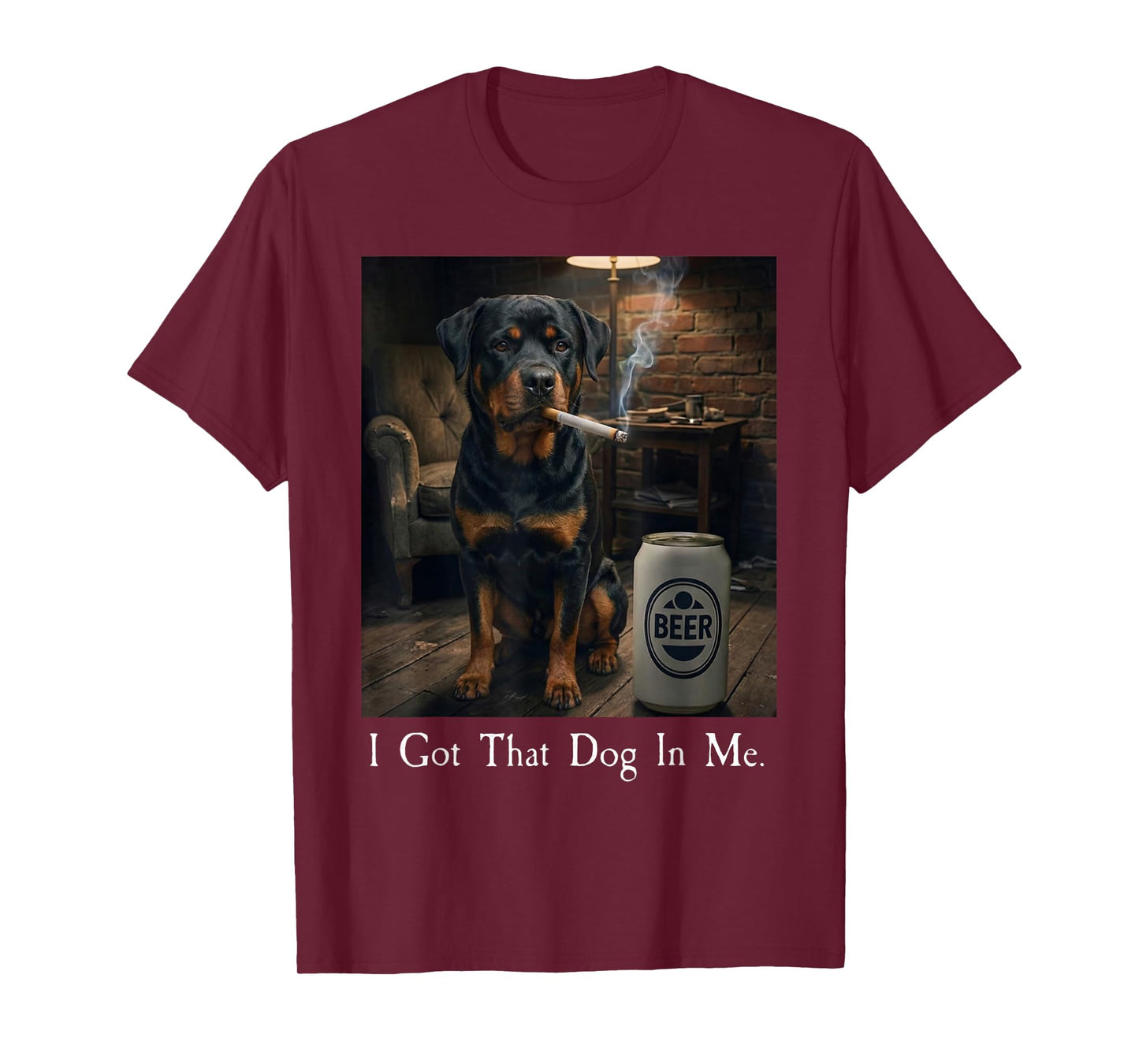 I Got That Dog in Me Funny Rottweiler Smoking Beer Meme T-Shirt