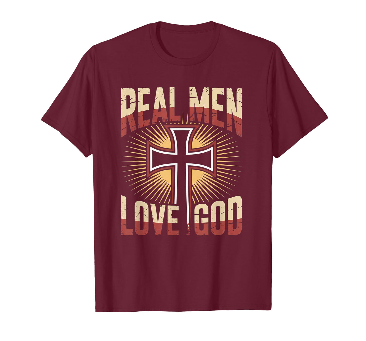 Christian Faith Real Men Love God Cross Design T-Shirt
