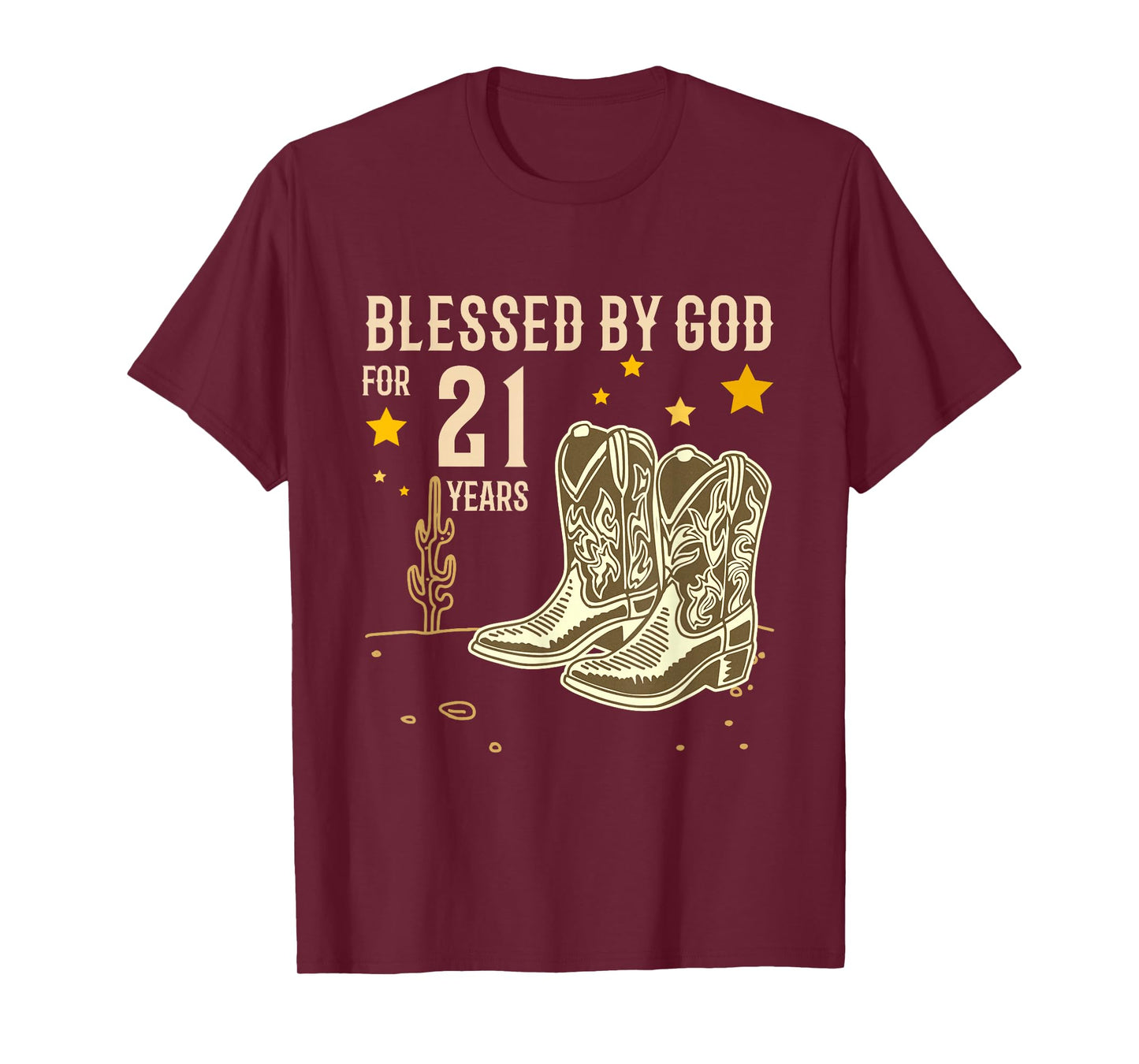 Vintage Blessed by God for 21 Years Cowboy 21st Birthday Men T-Shirt