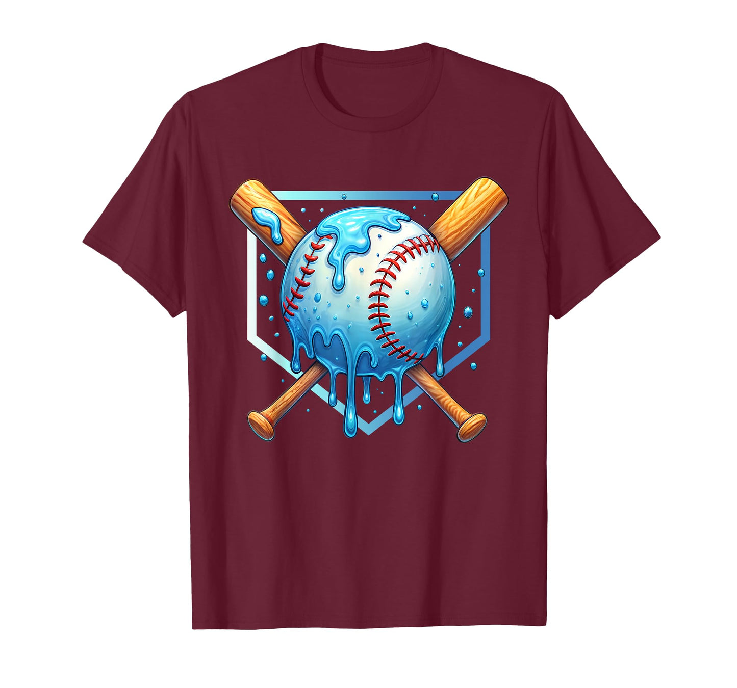 Baseball Dripping Ice Cream Drip Youth Boys Baseball T-Shirt