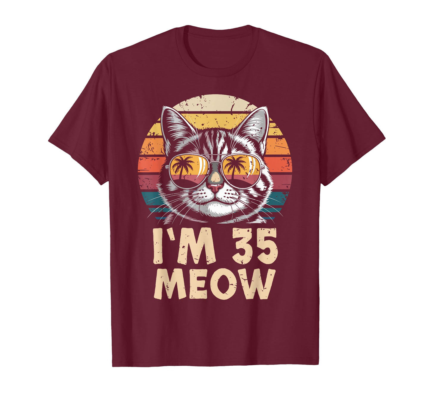 35 Birthday 35 Years Old I’m 35 Meow Funny Cat Birthday T-Shirt