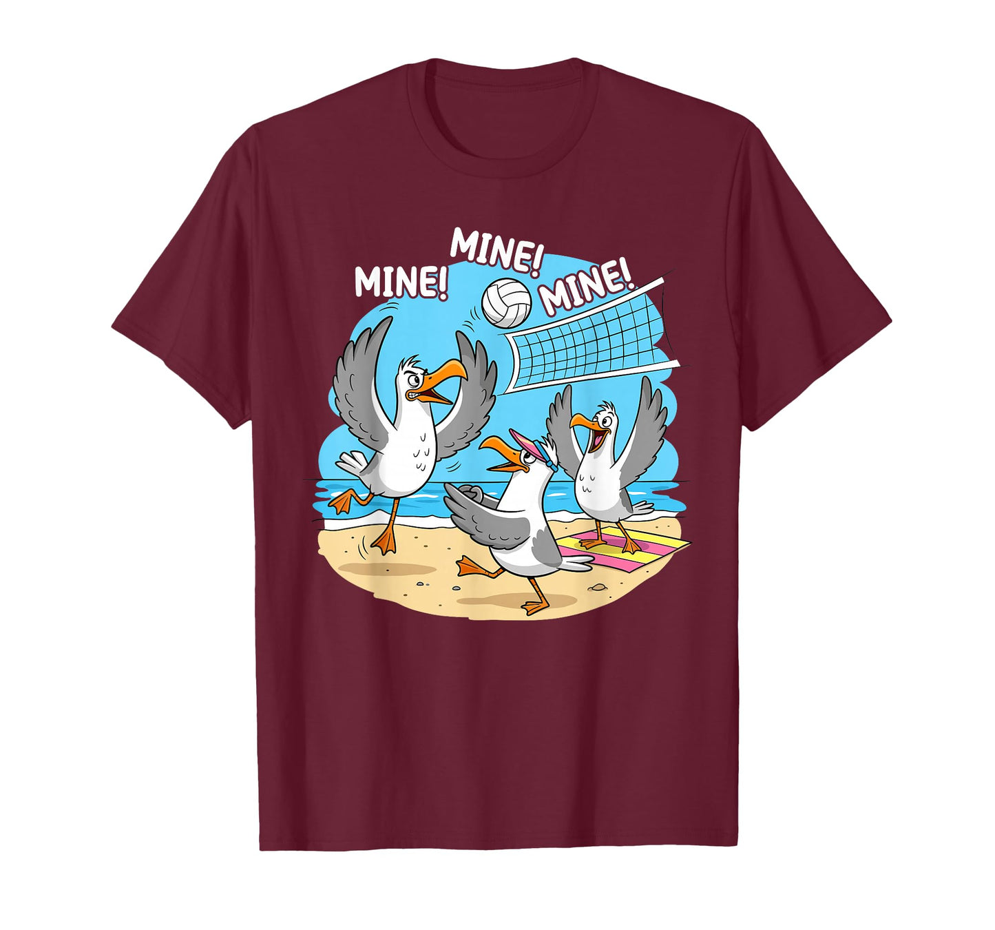 Funny Bird Playing Volleyball Mine Game Day Vibes Sports T-Shirt