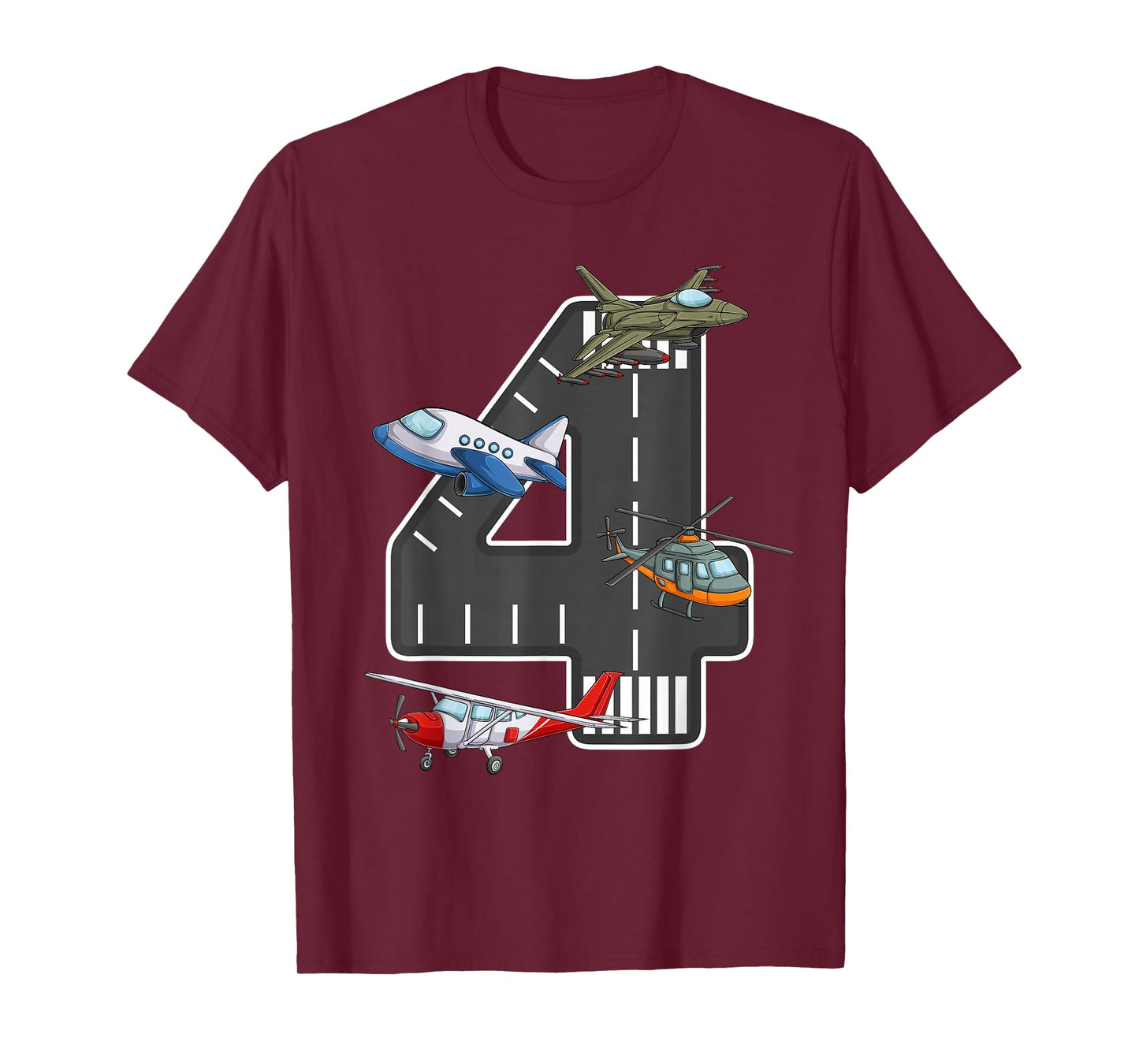 Little Pilot 4th Birthday Party 4 Four Year Old Airplane T-Shirt