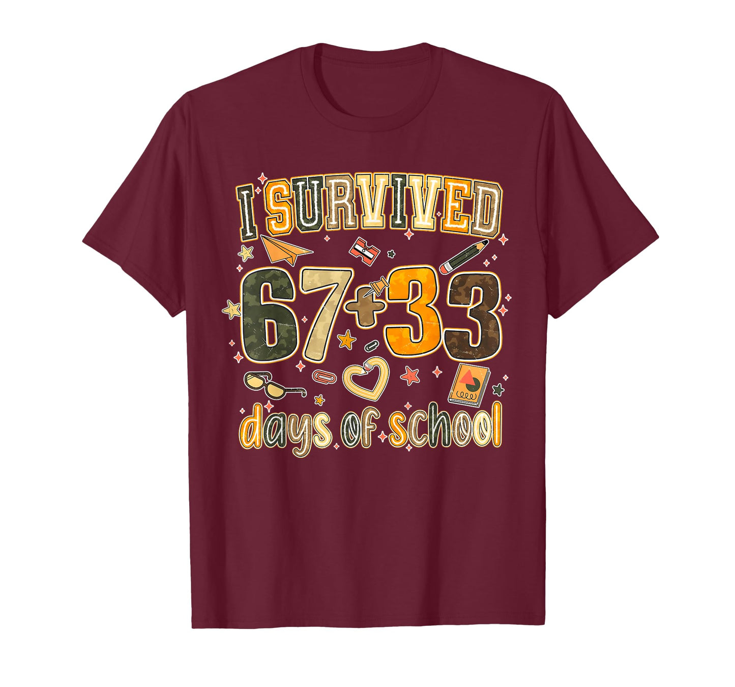 I Survived 67 + 33 Day of School Six Seven Donut Teacher Kid T-Shirt
