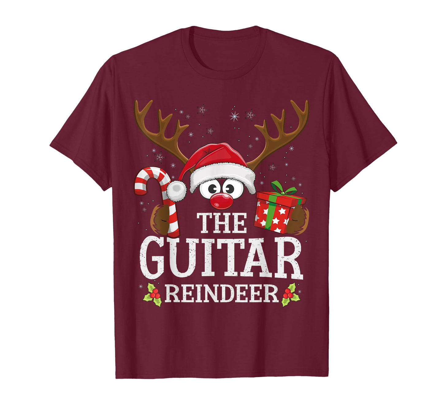 Christmas Matching The Guitar Reindeer Family T-Shirt