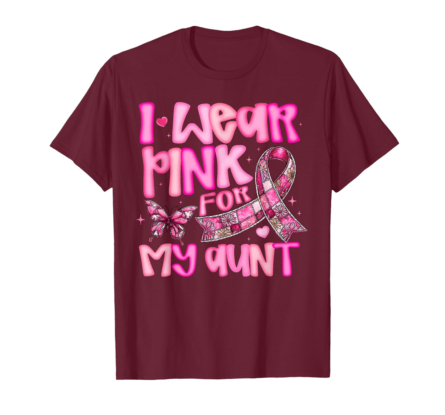 I Wear Pink for My Aunt Preppy Breast Cancer Women Kid Youth T-Shirt