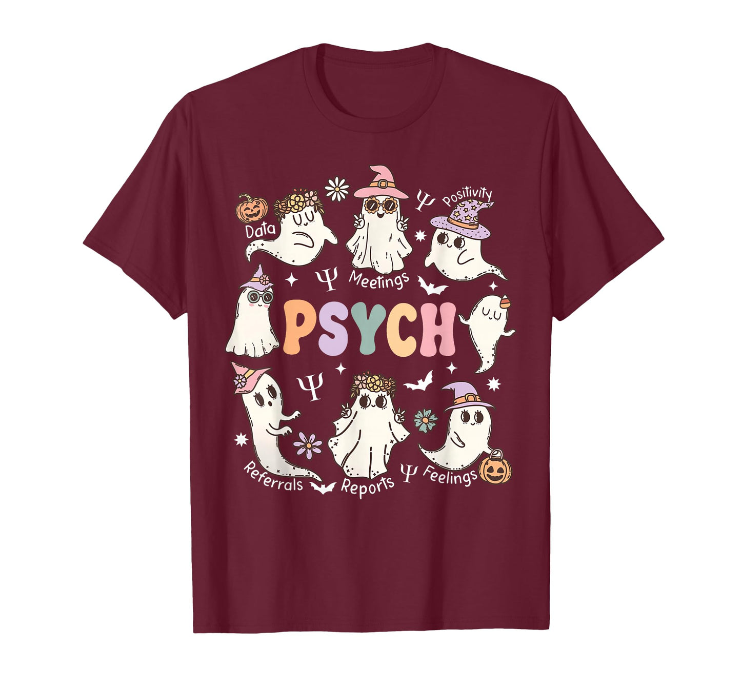 School Psychologist Halloween Spooky Psych Ghost Psychology T-Shirt