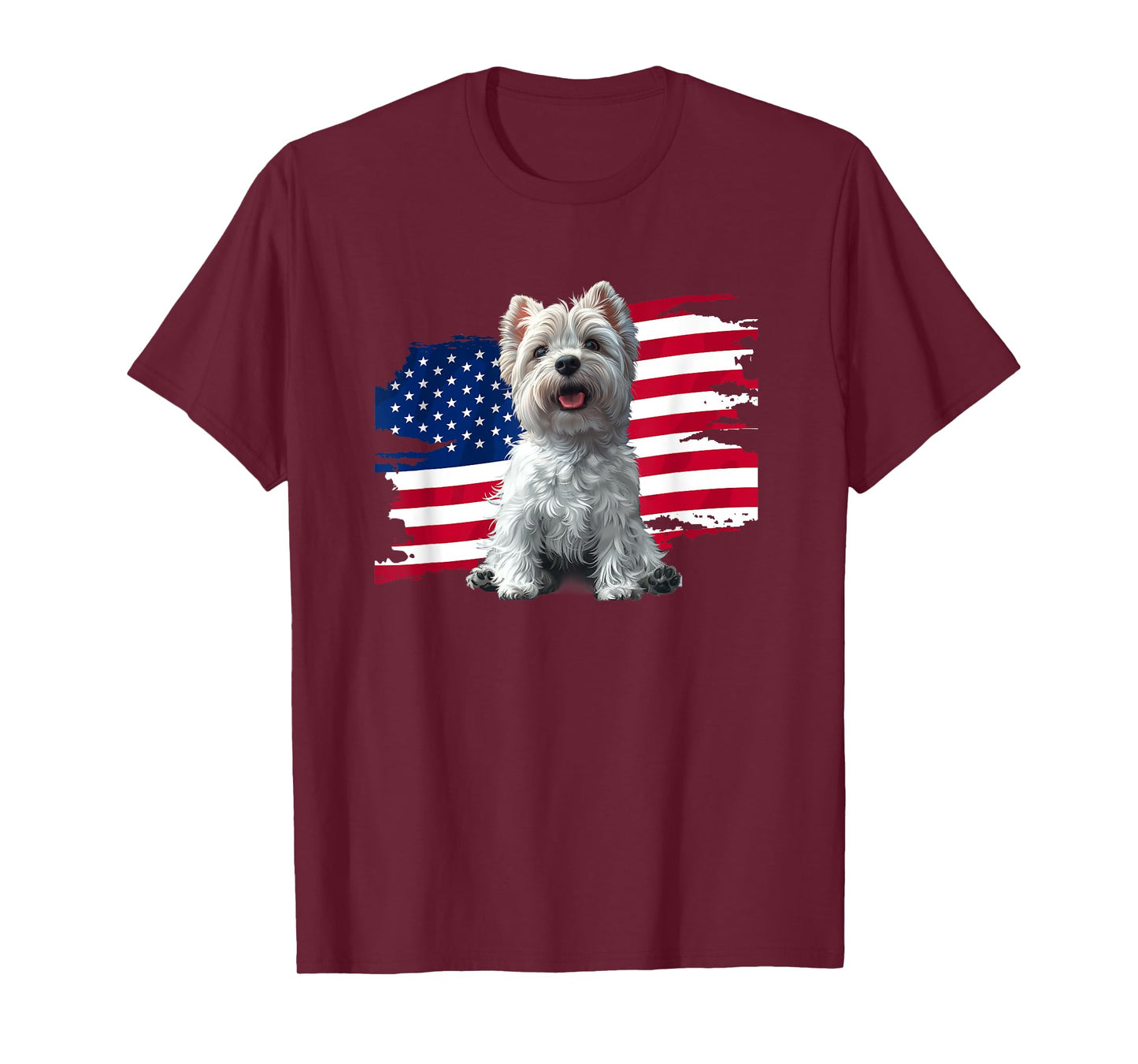 USA Flag 4th July Fourth Patriotic America Westie Dog Lover T-Shirt