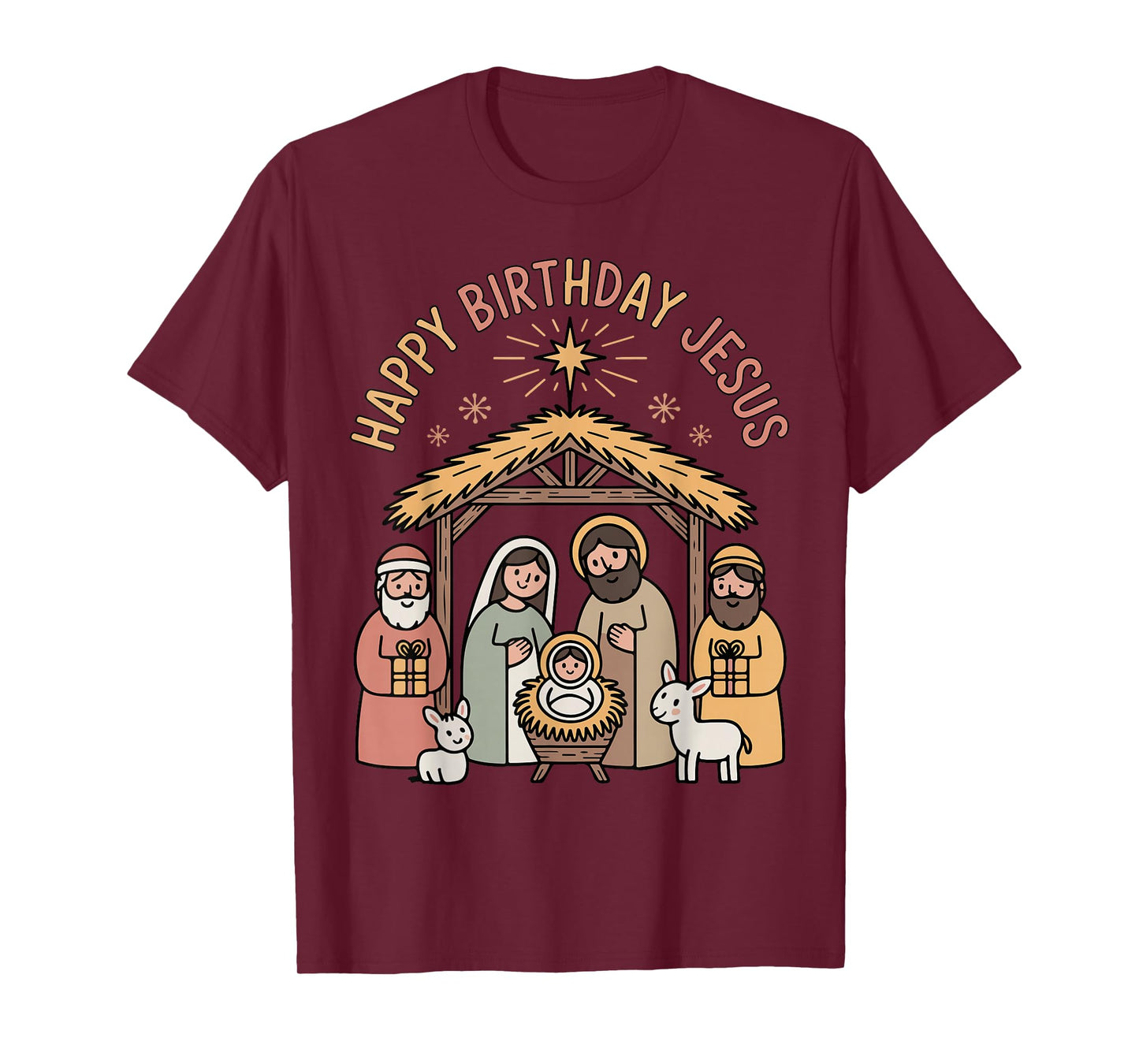 Happy Birthday Jesus Christmas Christian Outfit Toddler Girl T-Shirt