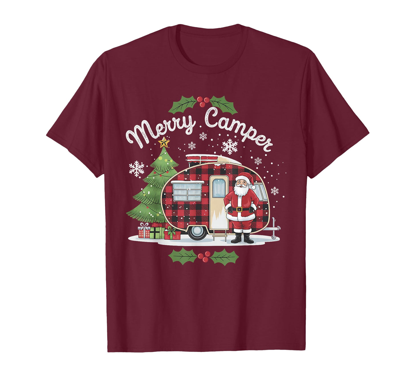 Merry Camper Christmas Santa Camping Truck Family Matching T-Shirt