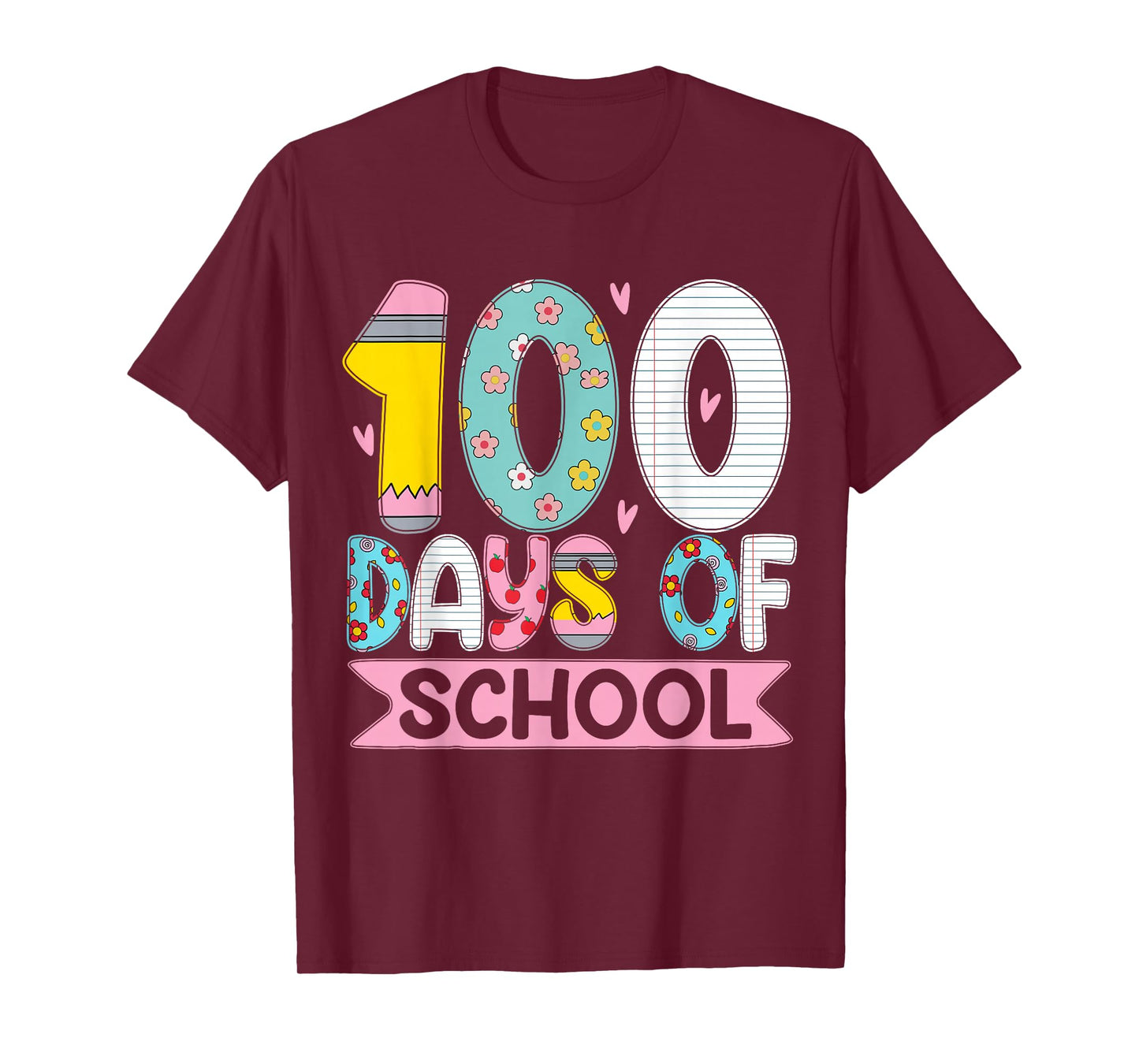 Cute 100 Days of School Toddler Kids Girl 100th Day Teacher T-Shirt