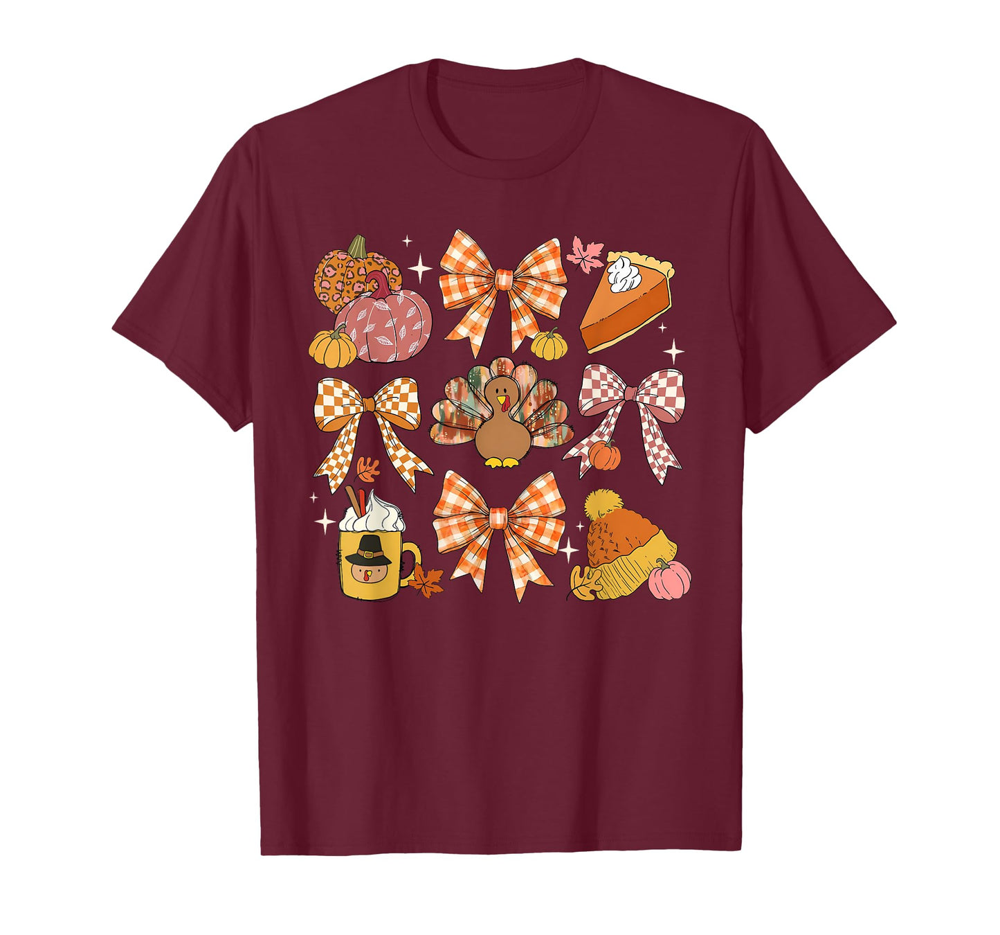 Pumpkin Spice Turkey Coquette Bow Thanksgiving Autumn Fall T-Shirt