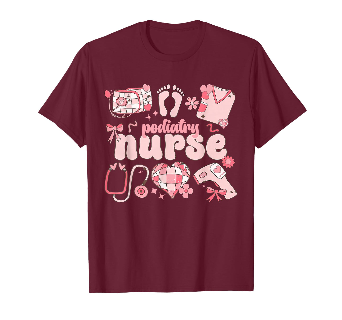 Podiatry Nurse Valentine Footprint Podiatrist Doctor T-Shirt