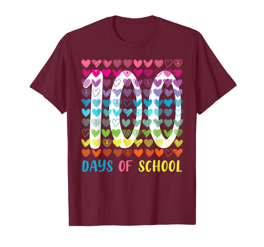 100th Day of School 100 Days Rainbow Hearts Men Women Kid T-Shirt