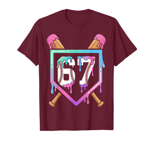Baseball Ice Cream Drip 67 Player Dabbing Six Seven Boys T-Shirt
