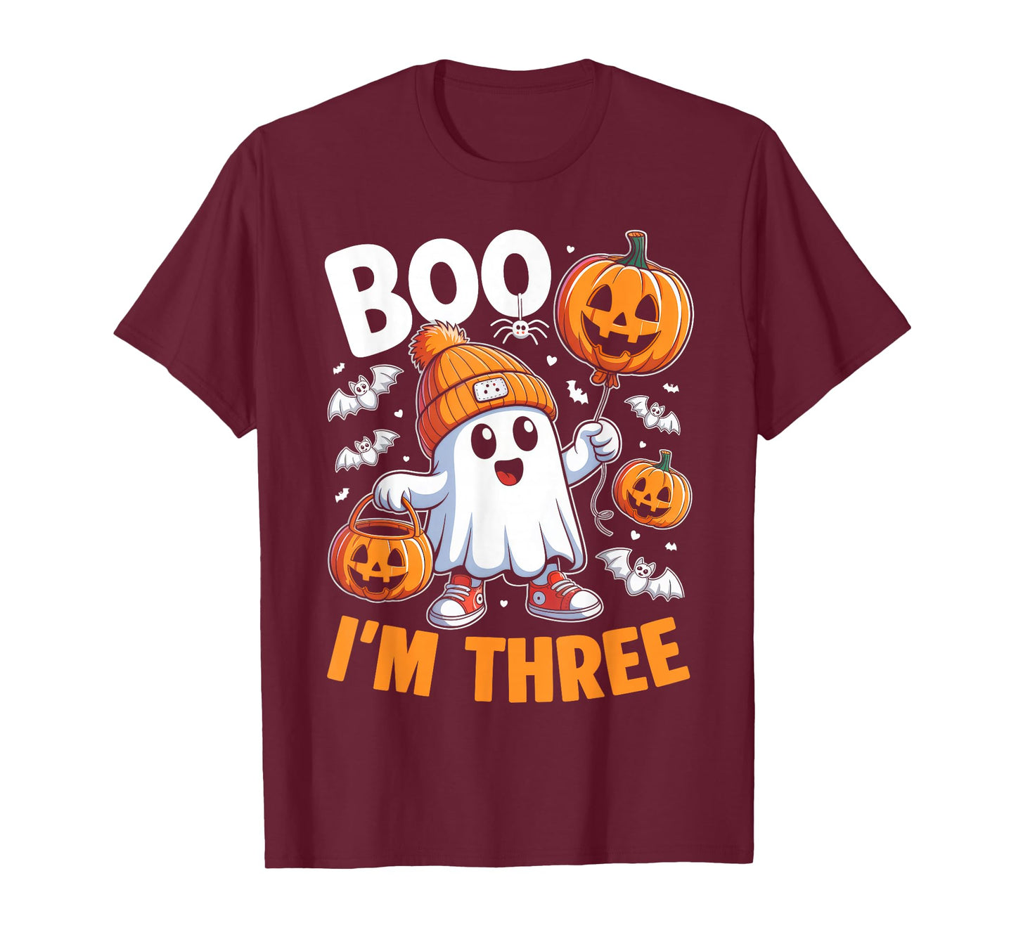Boo I'm Three Ghost 3rd Birthday Halloween Boy Kids Groovy T-Shirt