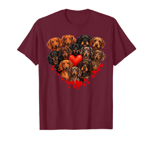 Dachshund Valentines Day Wiener Dog Lover Weenie Heart T-Shirt