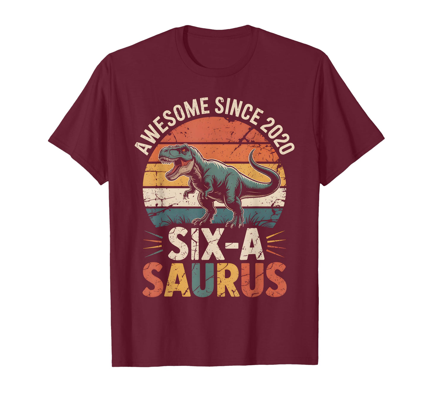 6 Year Old Dinosaur 6th Birthday Gift Trex Dino Six Saurus T-Shirt