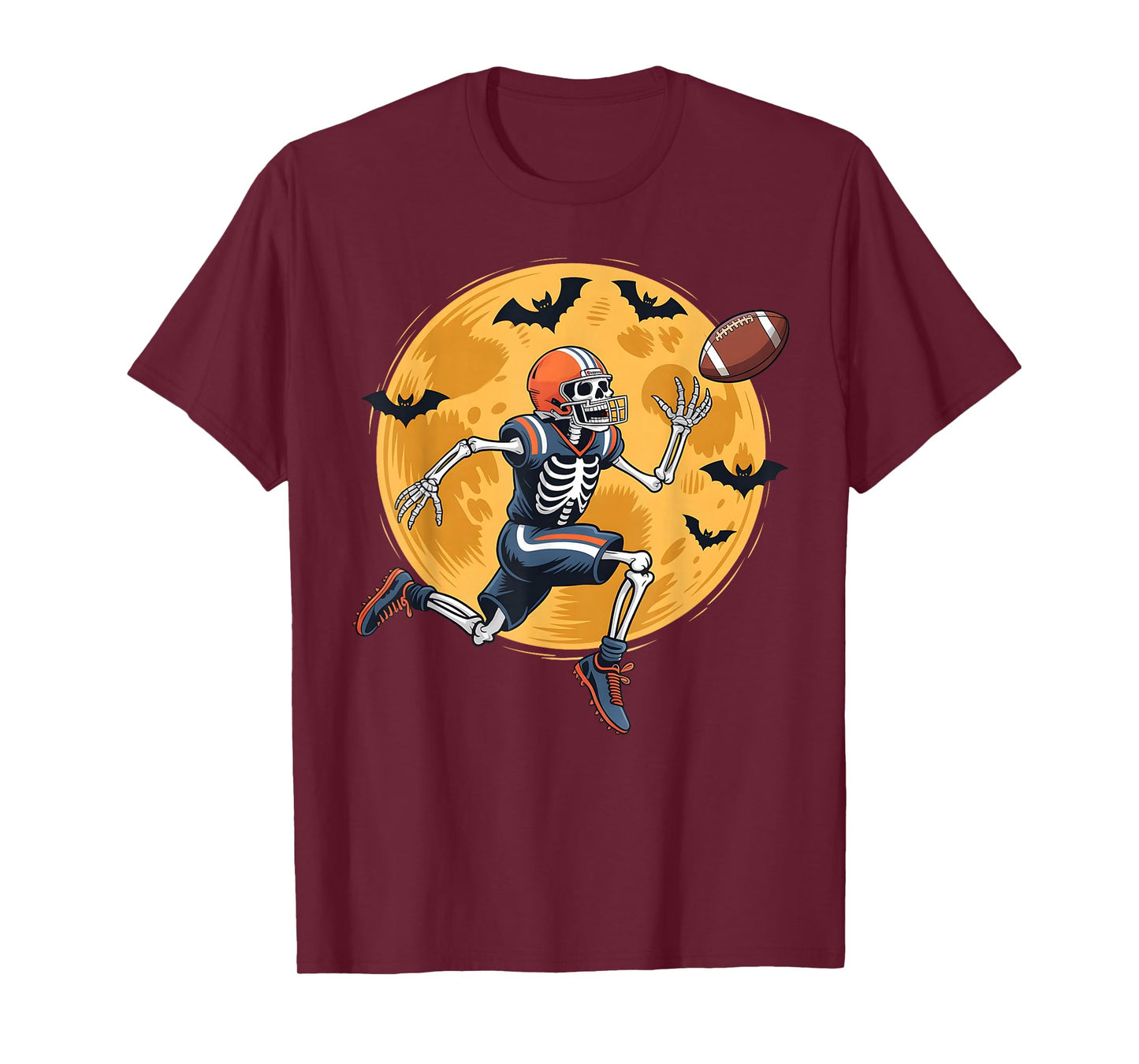American Football Fan Skeleton Halloween Mens Boys Kid T-Shirt