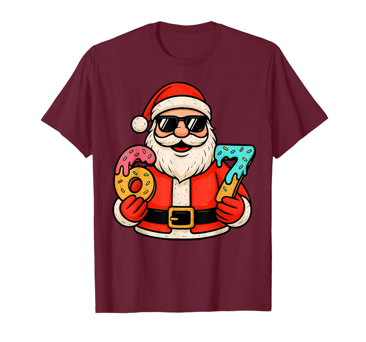 Funny Santa 67 Ice Cream Drip Christmas Xmas Teens Boys Kids T-Shirt