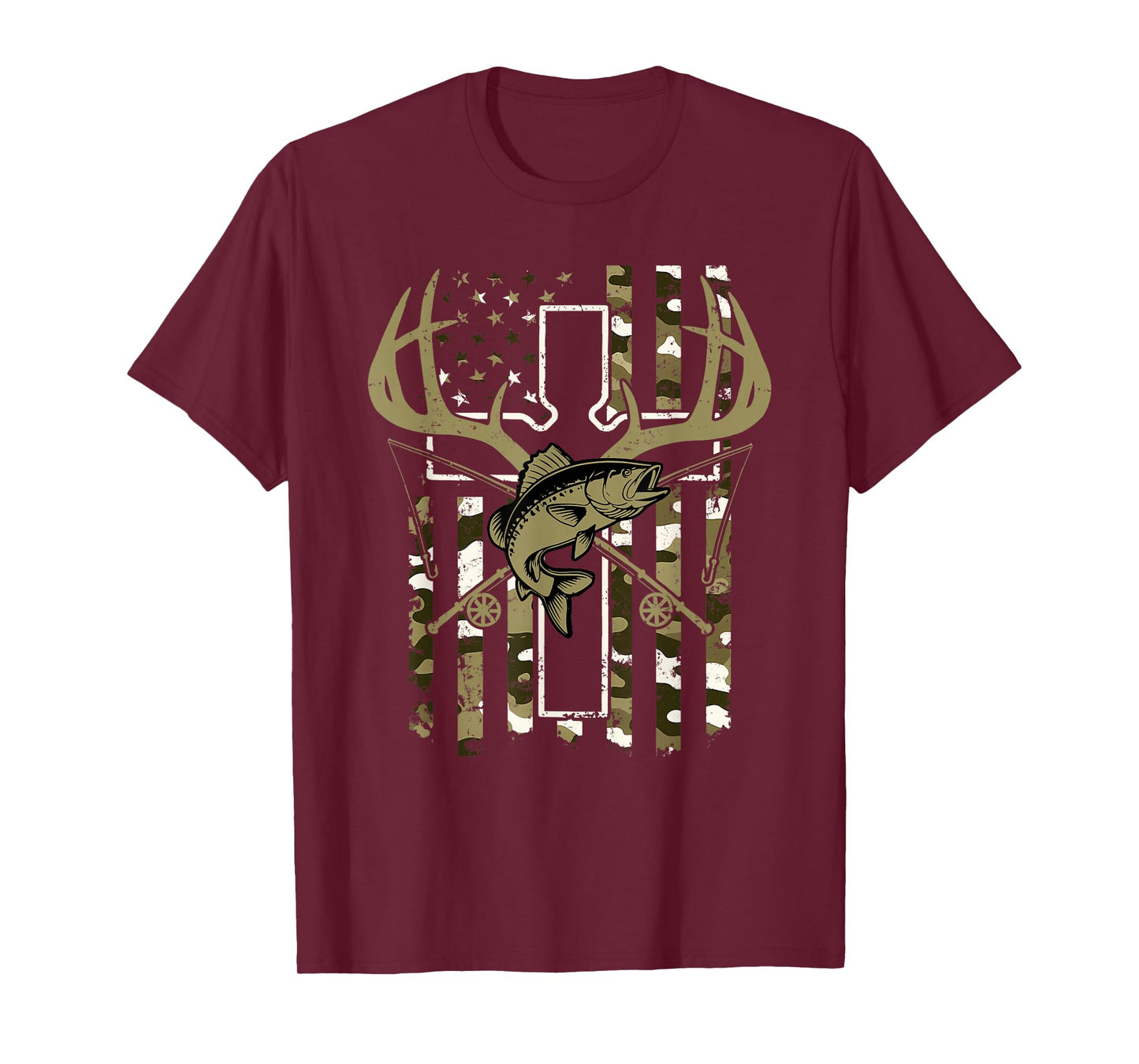 Hunting Fishing Cross Camo Faith Christian Fisherman Hunter T-Shirt