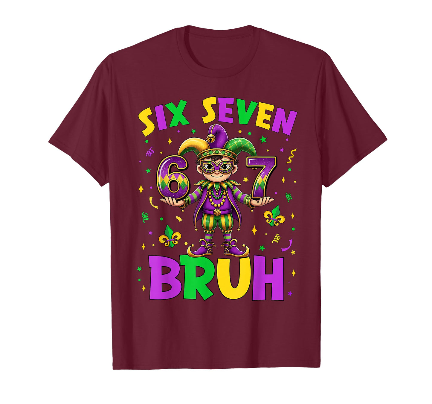 Bruh 67 Six Seven 6 7 Meme Mardi Gras New Orleans Trip Boys T-Shirt