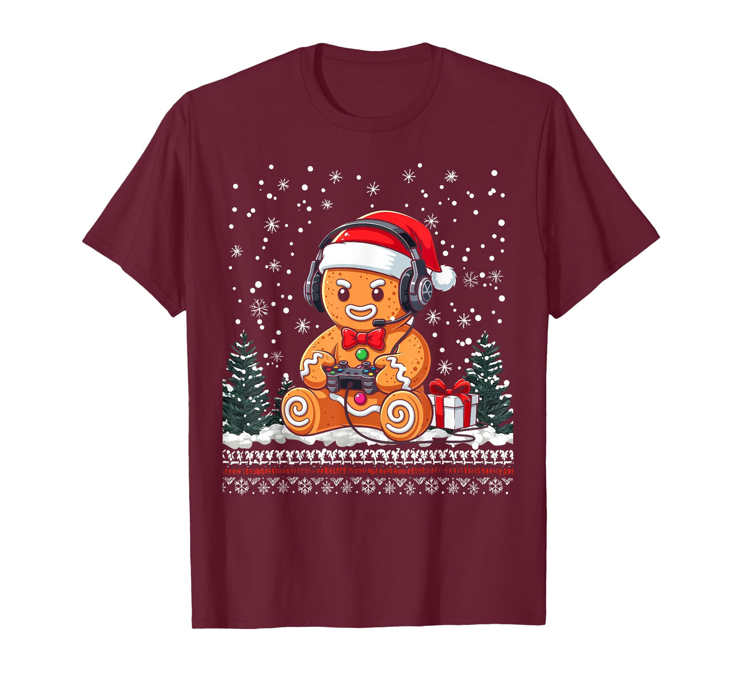 Funny Christmas Gamer Gingerbread Xmas Gaming Men Boy Kids T-Shirt