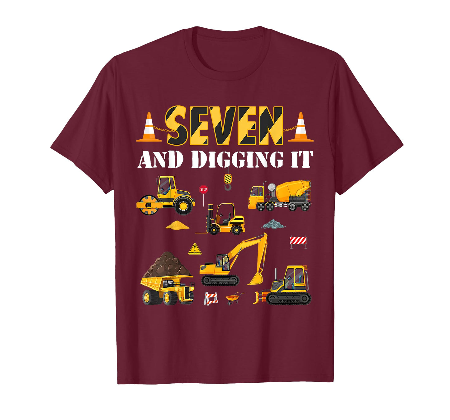 Seven And Digging It 7th Birthday Construction Boy 7 Yrs Old T-Shirt