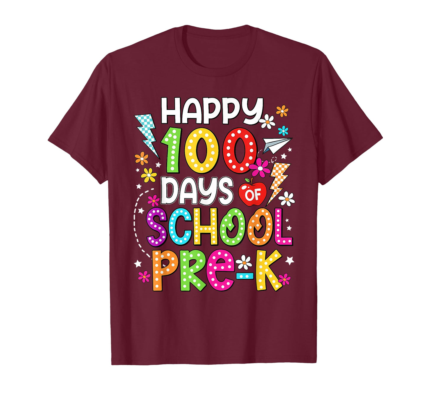 Happy 100 Days of Pre K Teacher Kids 100th Day of School T-Shirt