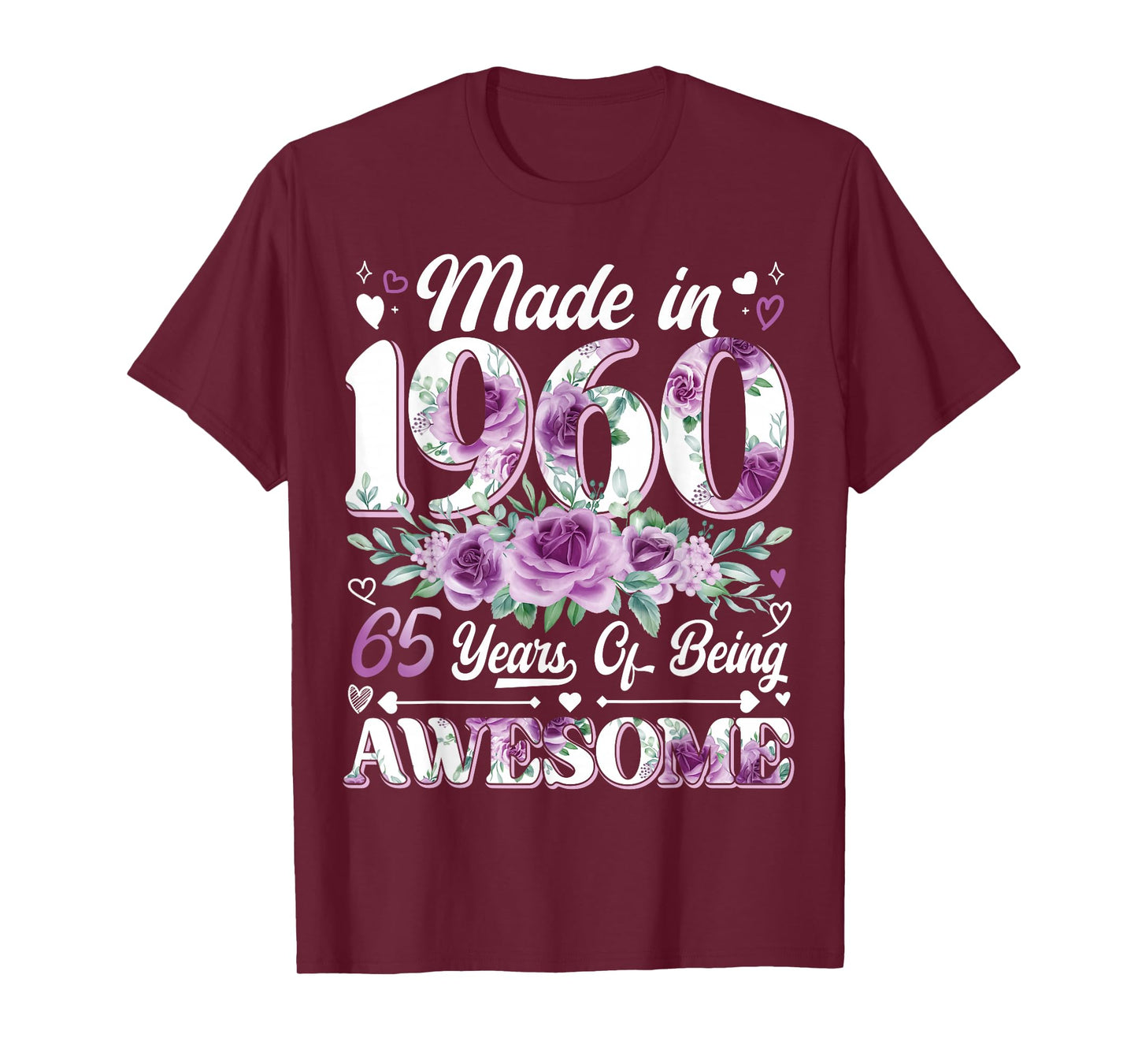 65 Year Old Made In 1960 Floral 65th Birthday Women T-Shirt