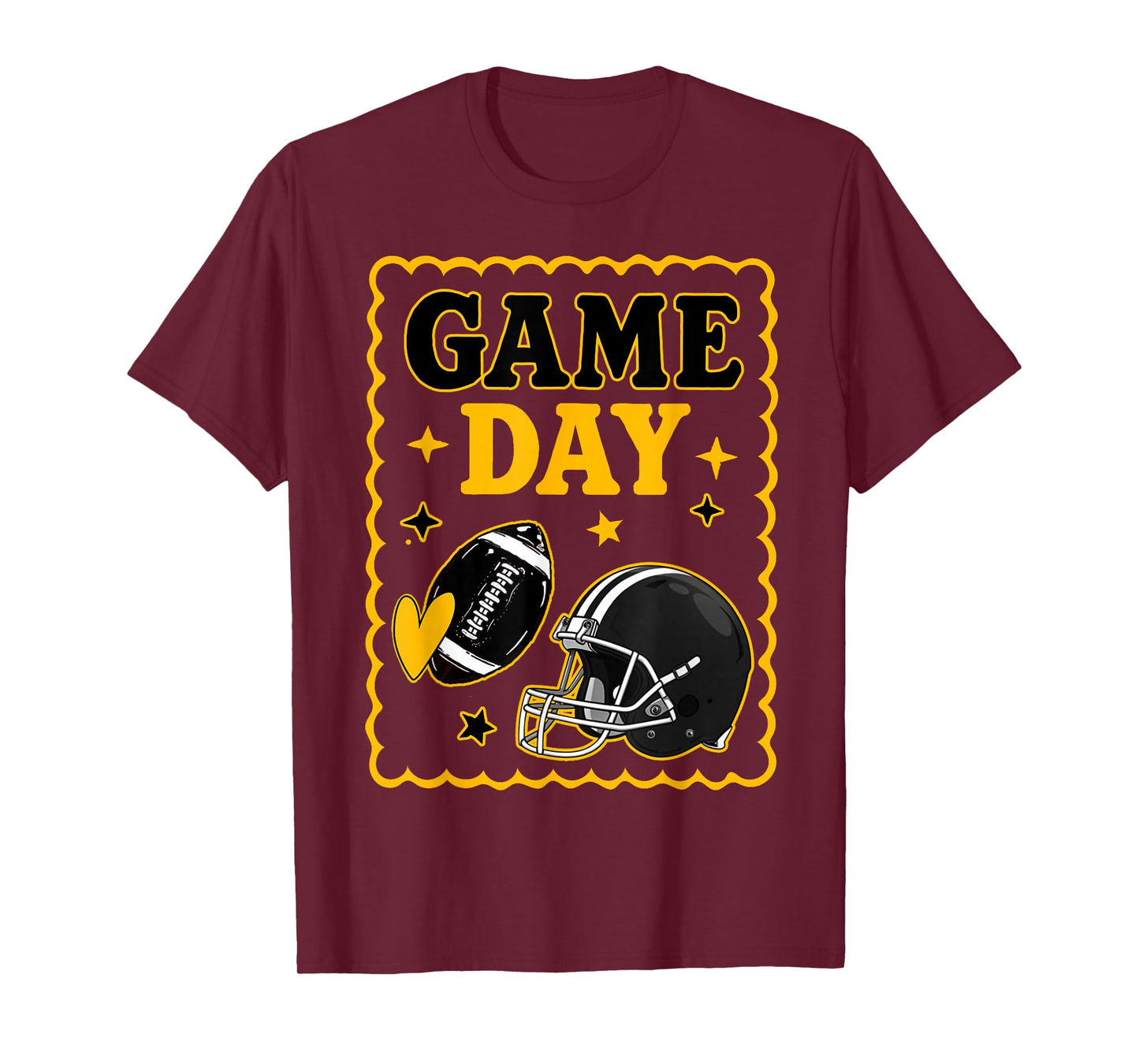 Game Day Gold Black American Football Women Girl Kids Vibes T-Shirt