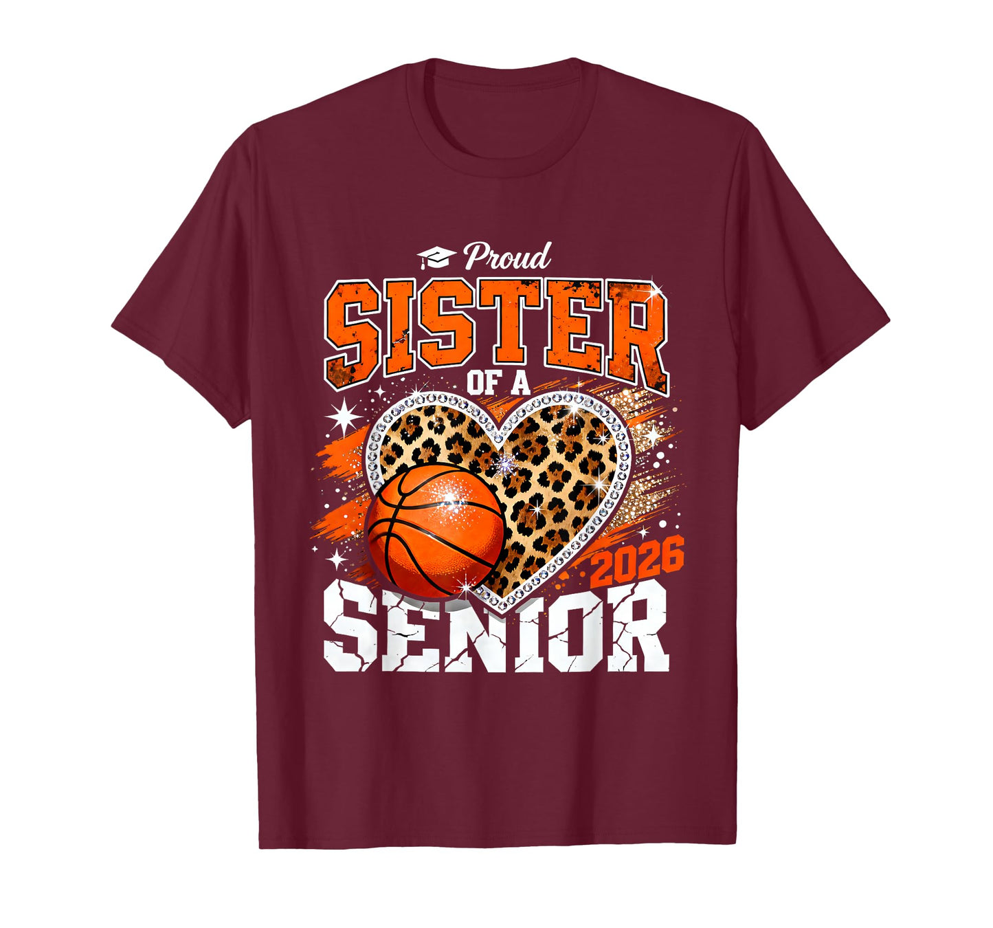 Proud Sister of A Senior 2026 Basketball Leopard Graduation T-Shirt