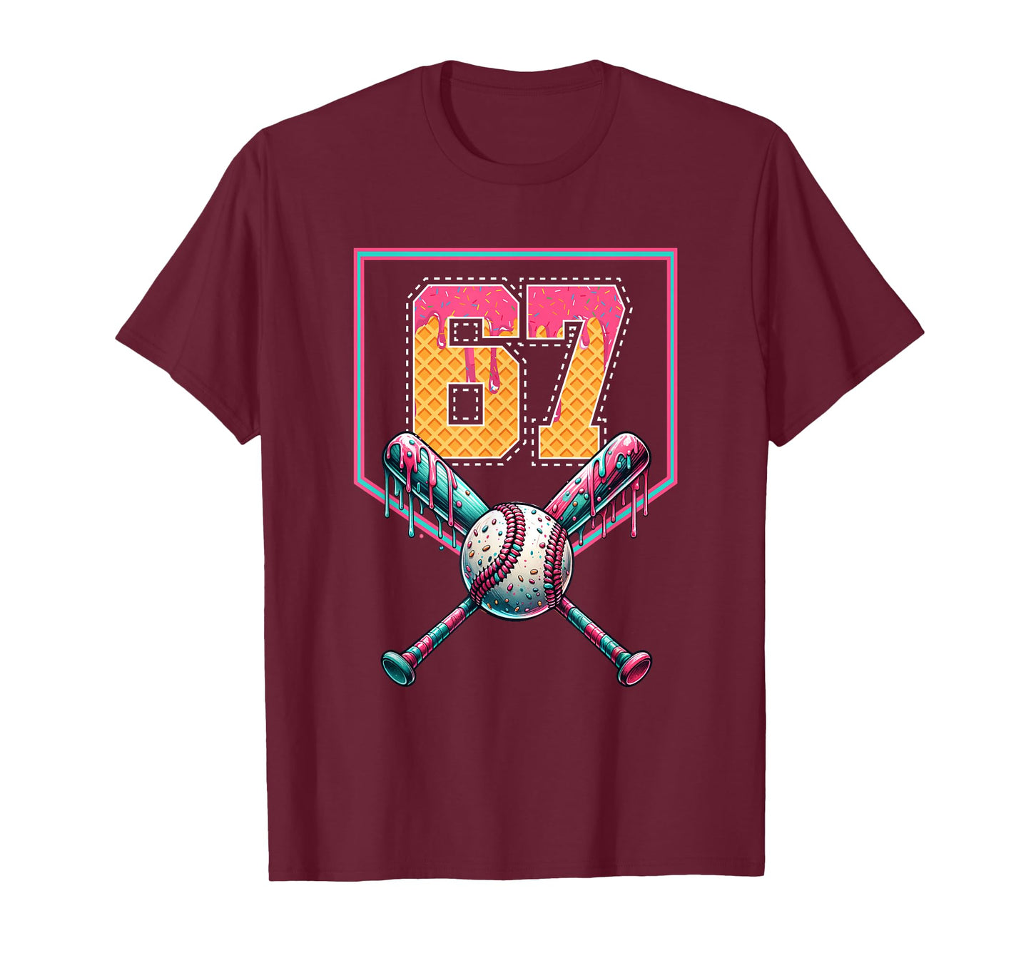 Baseball Drip Number 67 Player Or 67th Birthday T-Shirt