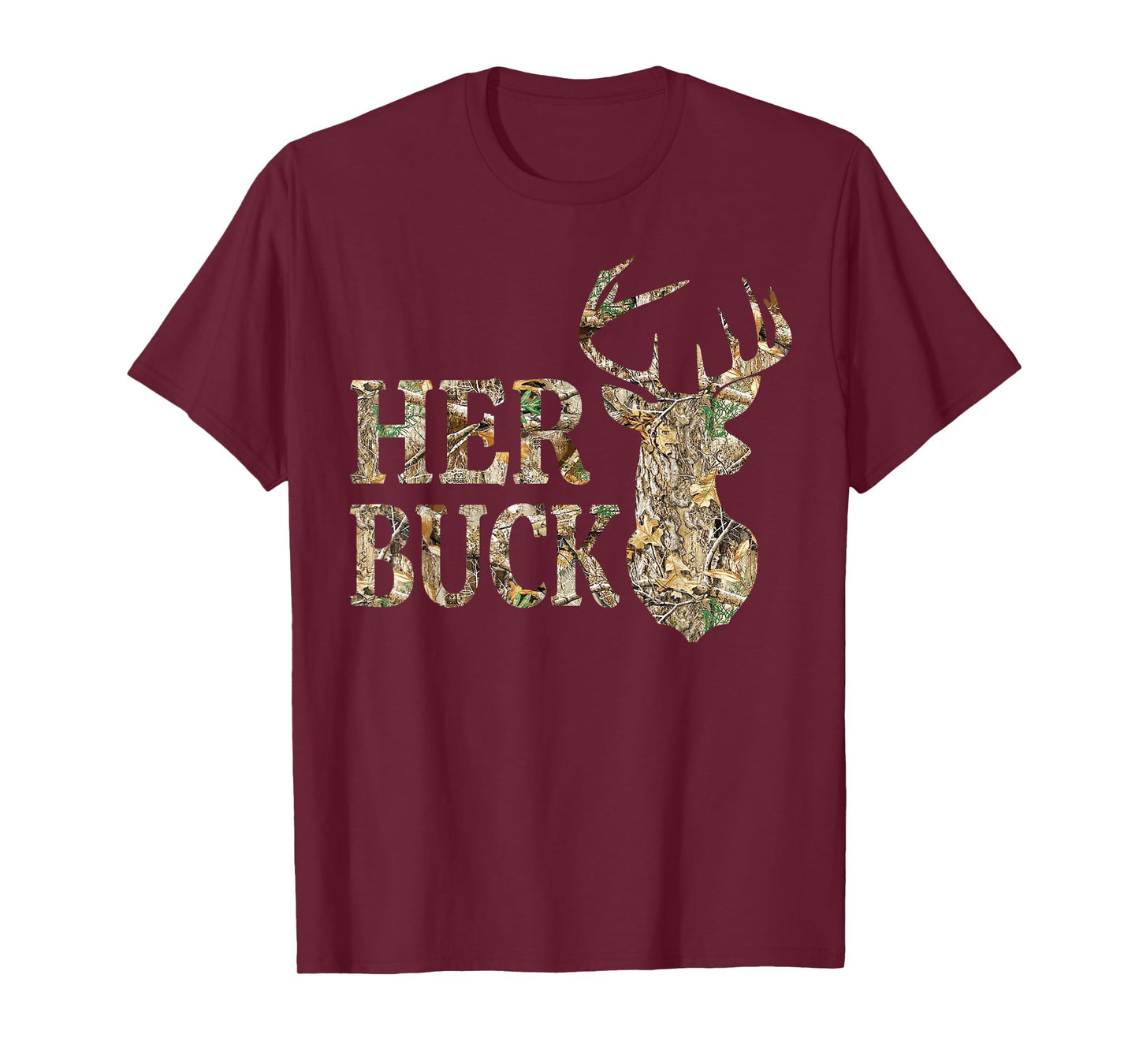 Retro Her Buck Camo Deer Hunting Camouflage Matching Couple T-Shirt