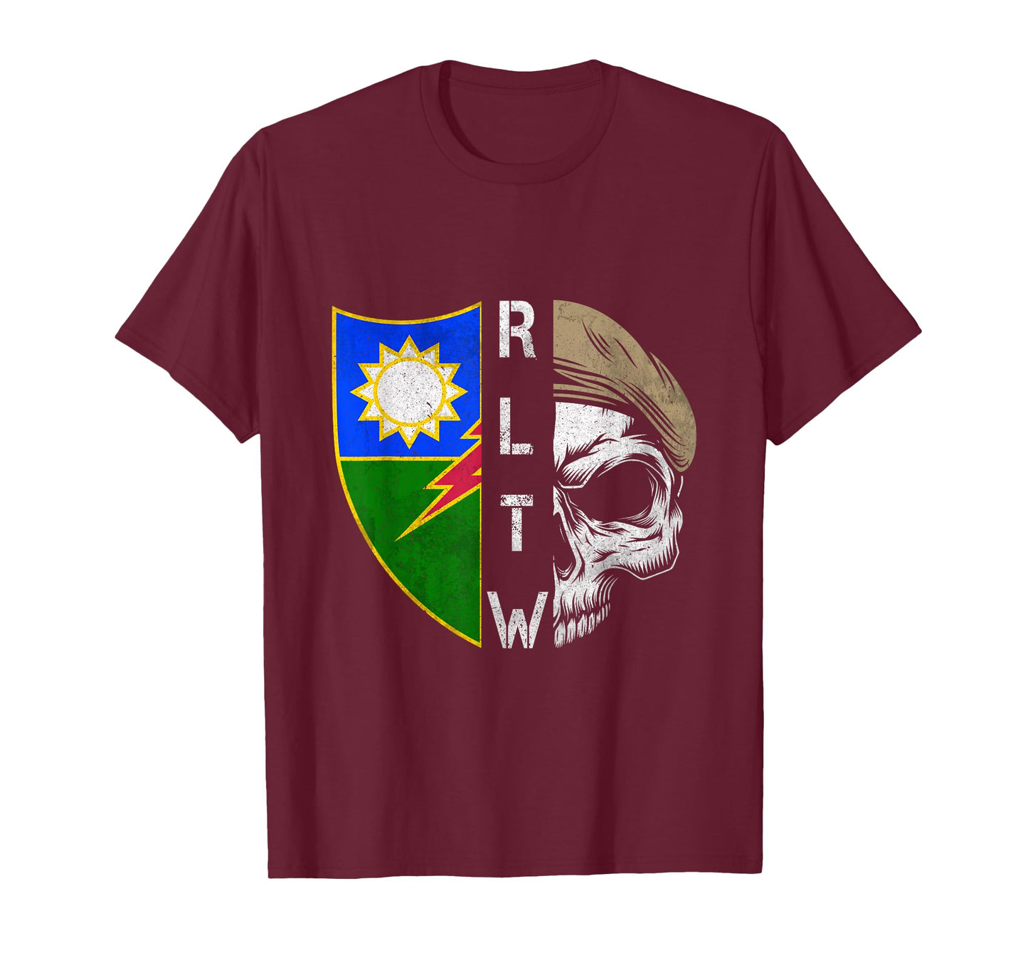 75th Ranger Regiment Skull Unit Crest RLTW Beret Veteran T-Shirt