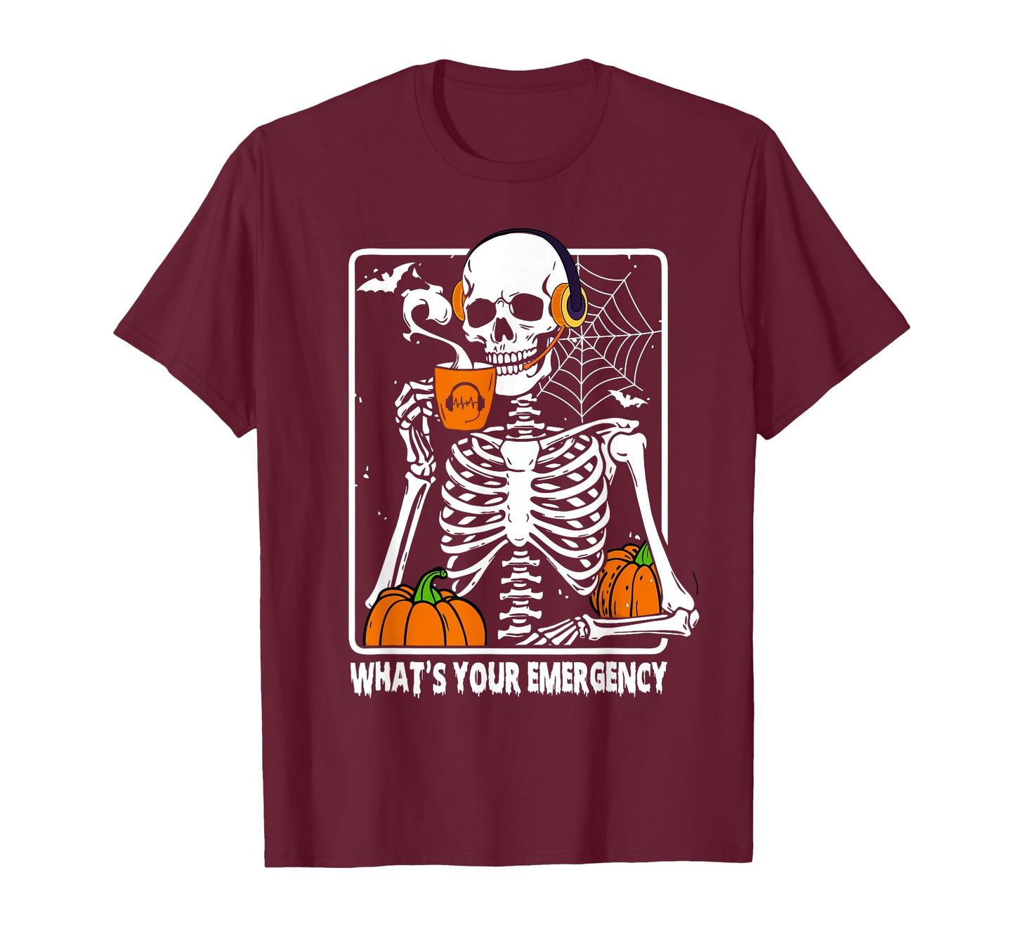 Skeleton Halloween 911 Dispatcher Funny What Your Emergency T-Shirt