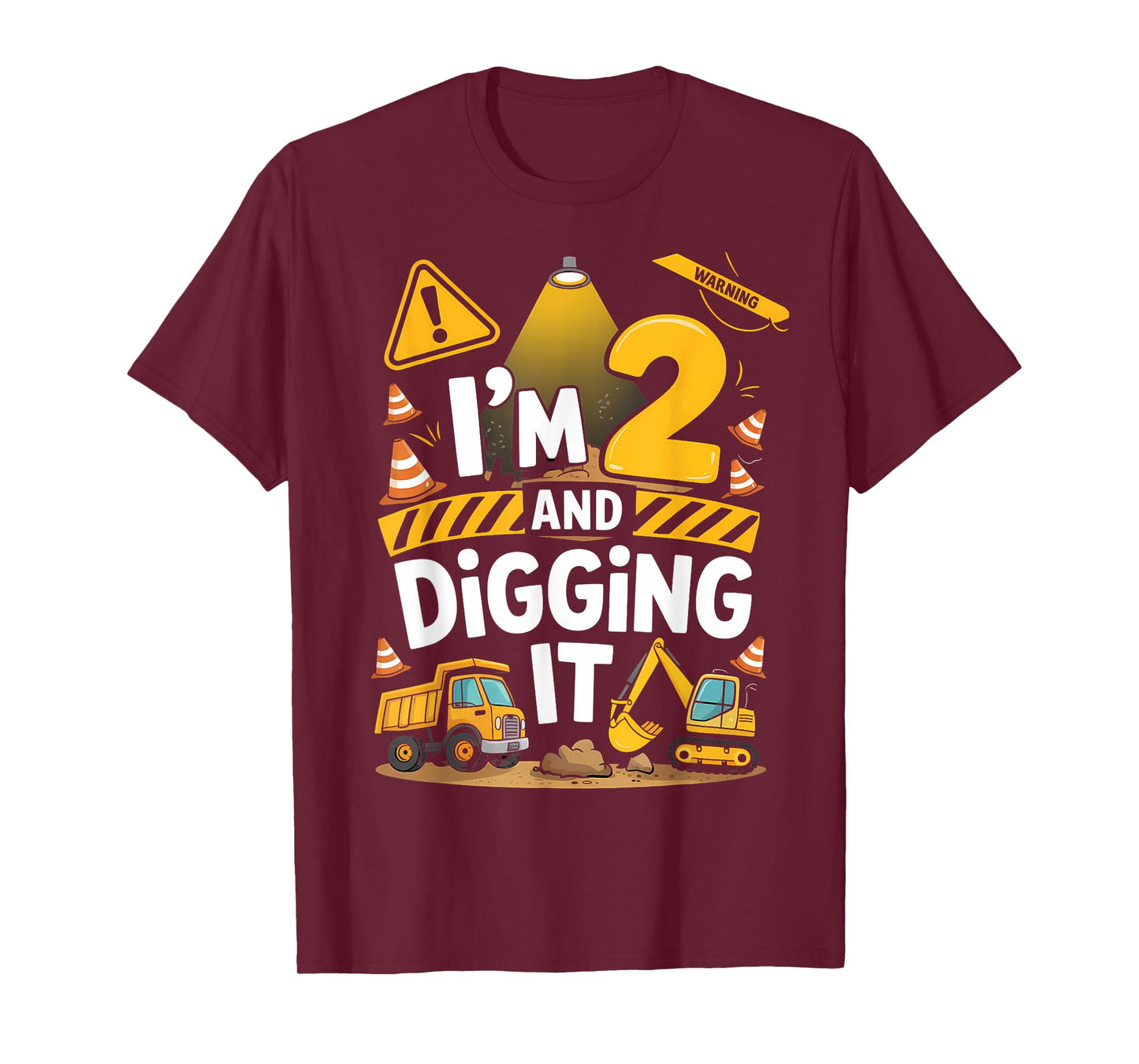 2nd Birthday Funny I'm 2 and Digging It Construction T-Shirt