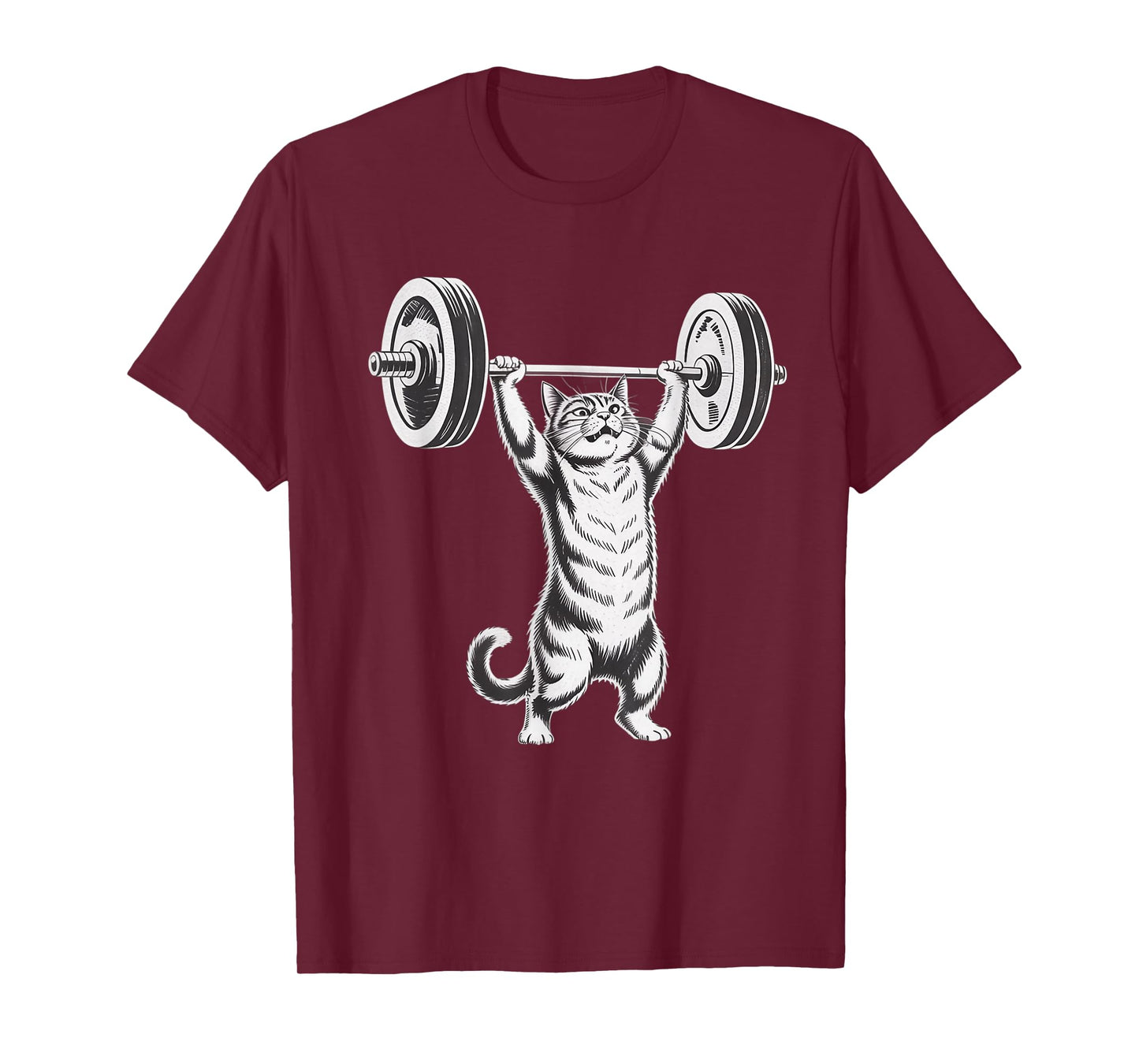 Strong Cat Lifting Weights Fitness Gym Humor T-Shirt