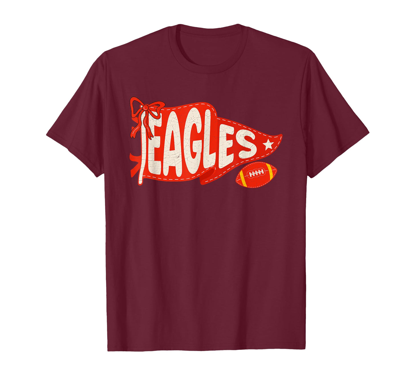 Eagles Mascot School Team Pennant Flag Game Day Football T-Shirt