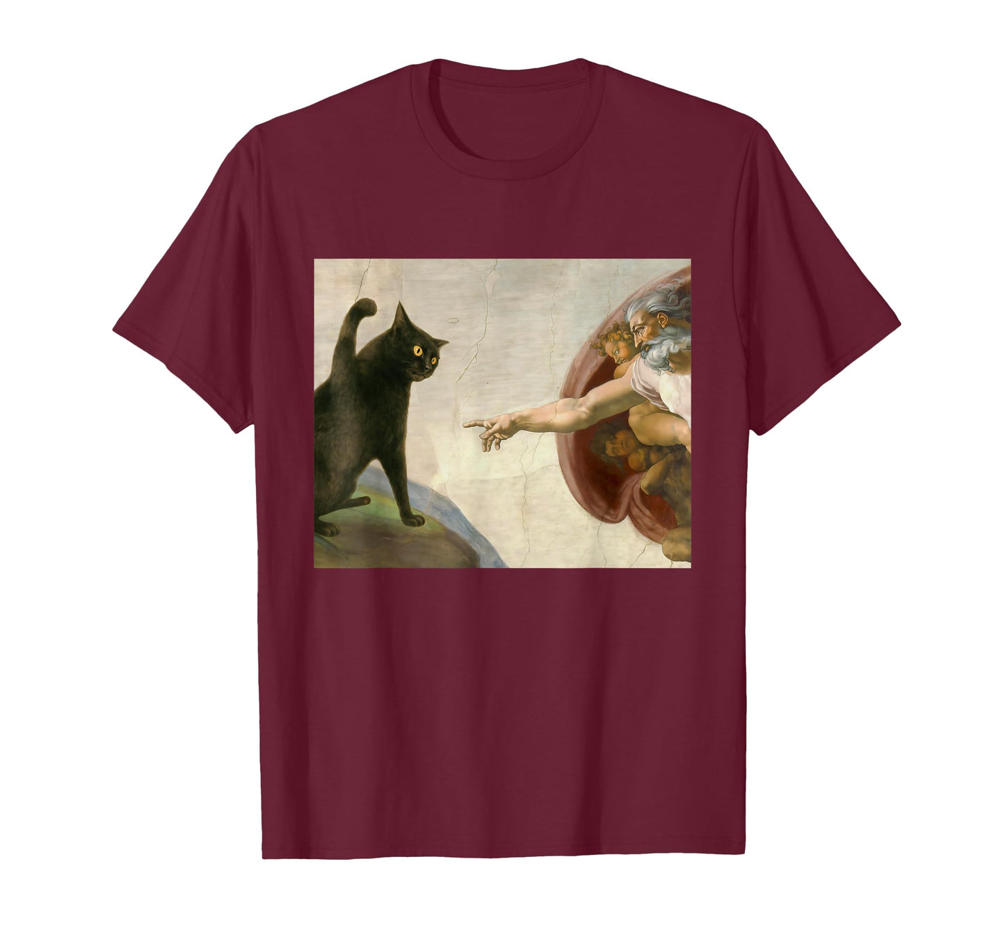 Funny Cat Slap Sarcastic Creation of Adam Cat Meme Cat Lover T-Shirt