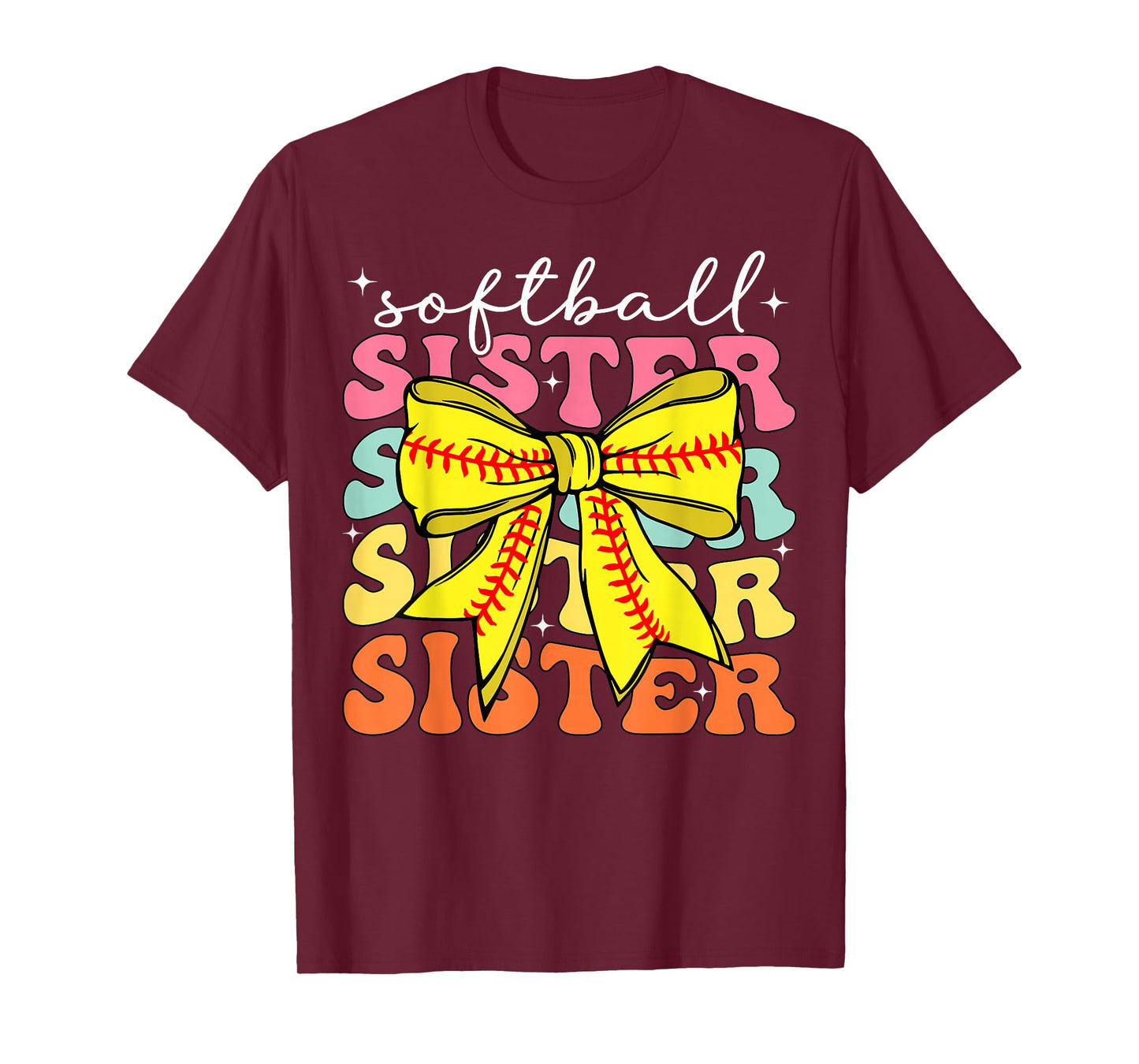 Softball Sister Coquette Bow Softball Sister Game day T-Shirt