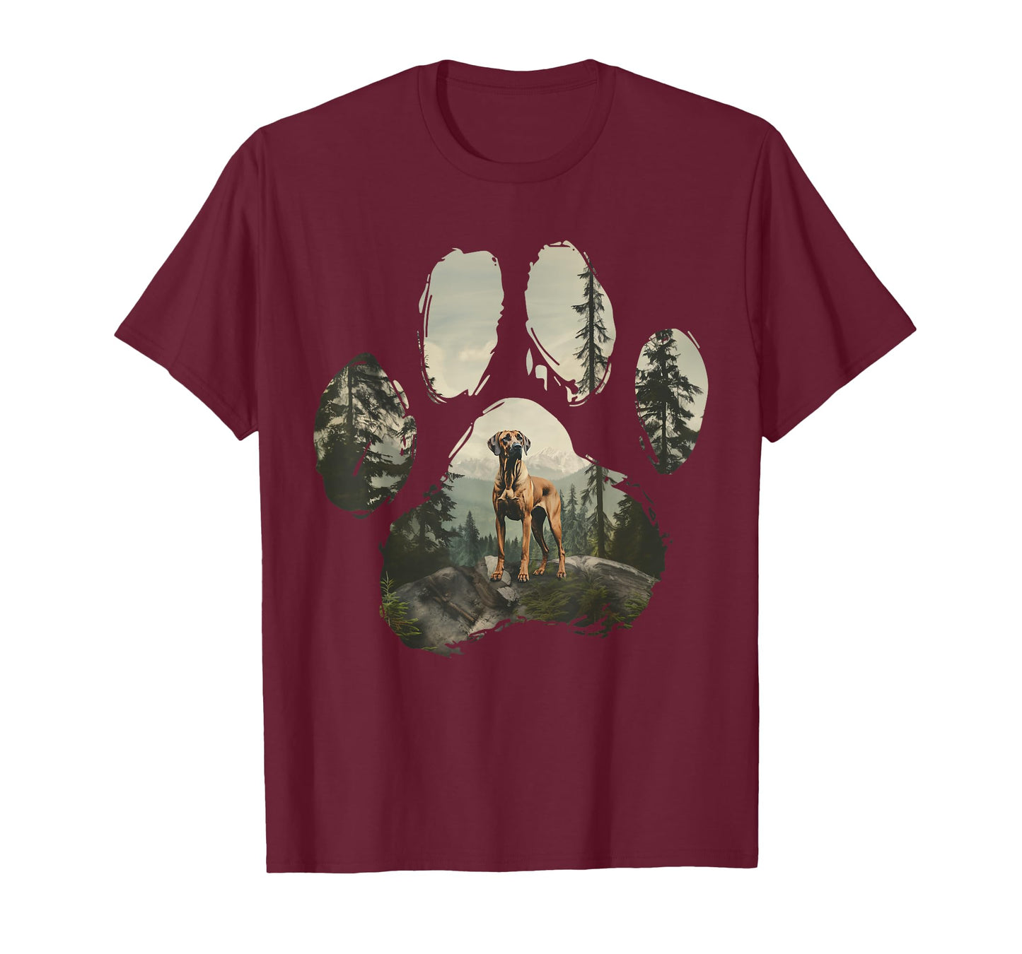 Rhodesian Ridgeback Mountain Paw Design Dog Mom Dad T-Shirt