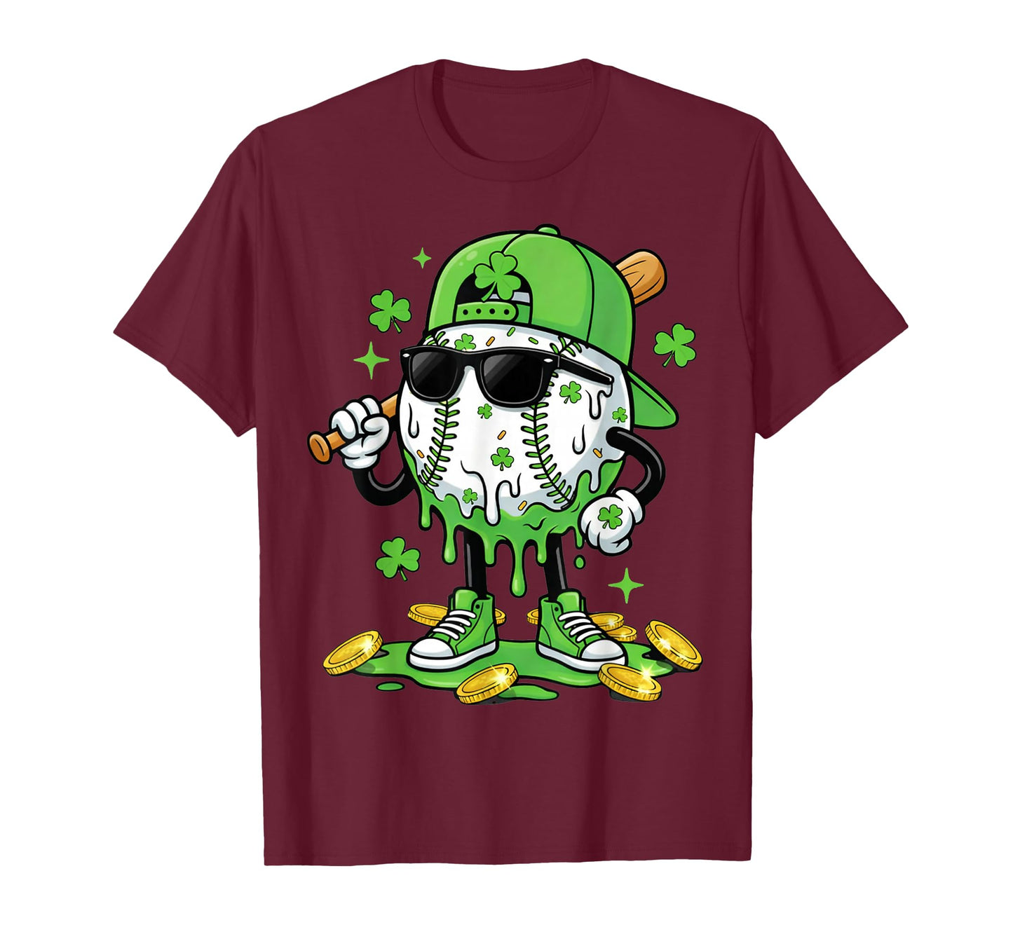 Baseball Drip Ice Cream Apparel Youth Boy St Patricks Day T-Shirt