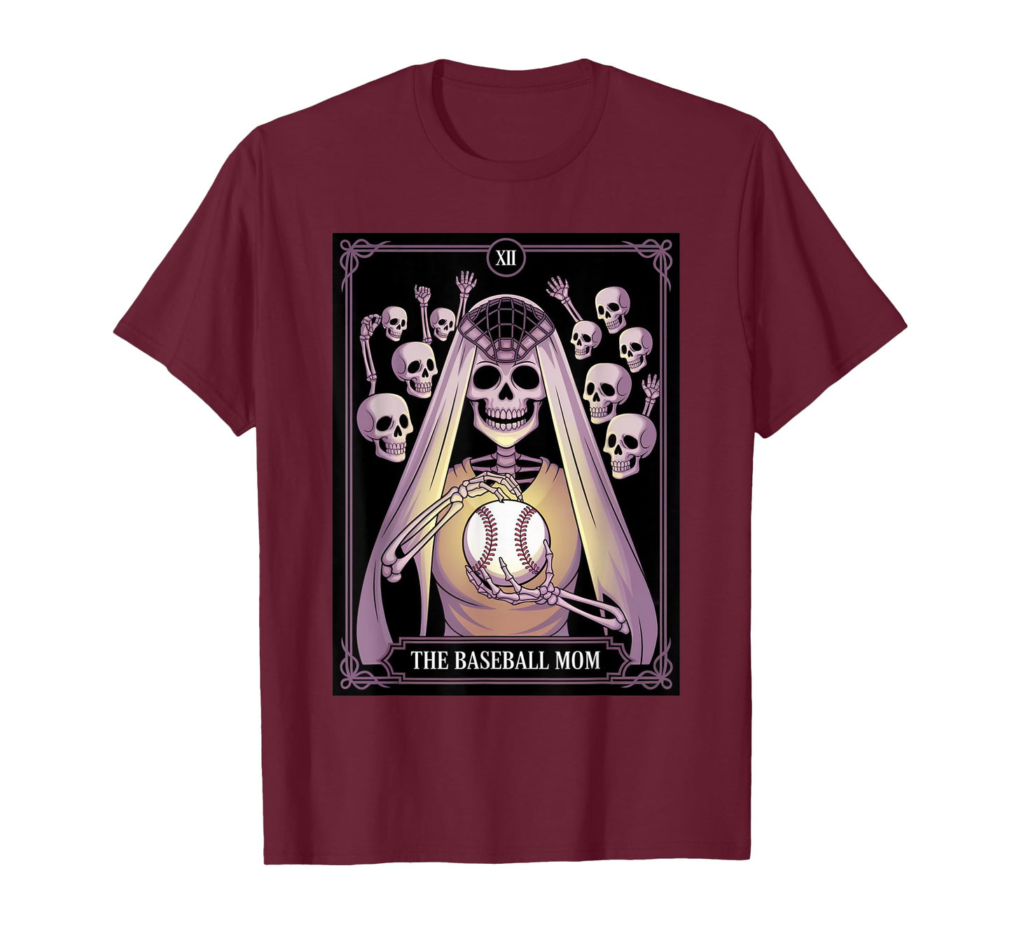 Funny Baseball Halloween Tarot Card Baseball Skeleton Mom T-Shirt