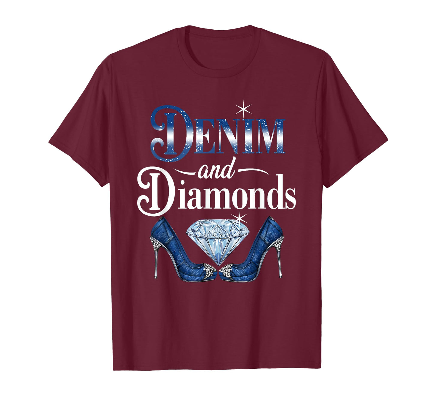 Fabulous Denim & Diamonds High Heels Girls Women Cowgirls T-Shirt