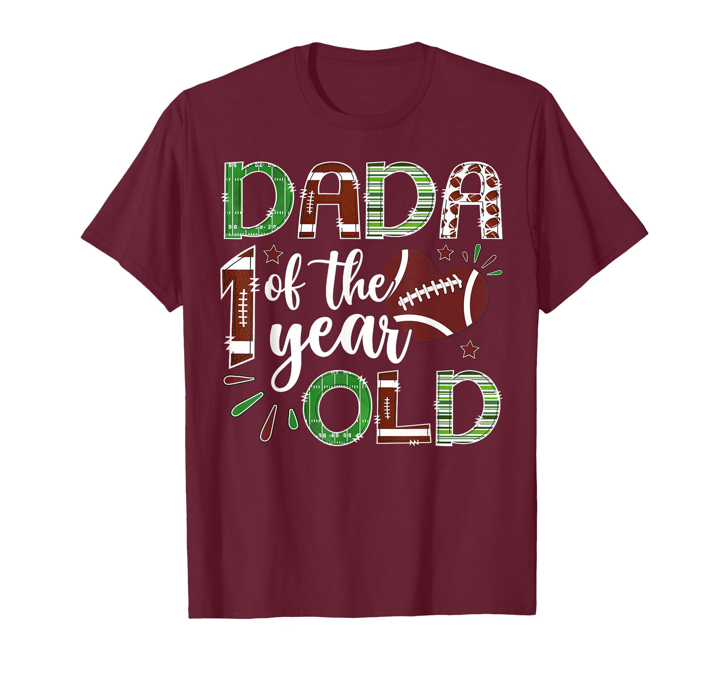 Dada of The 1 Year Old Football First Birthday Boy Matching T-Shirt